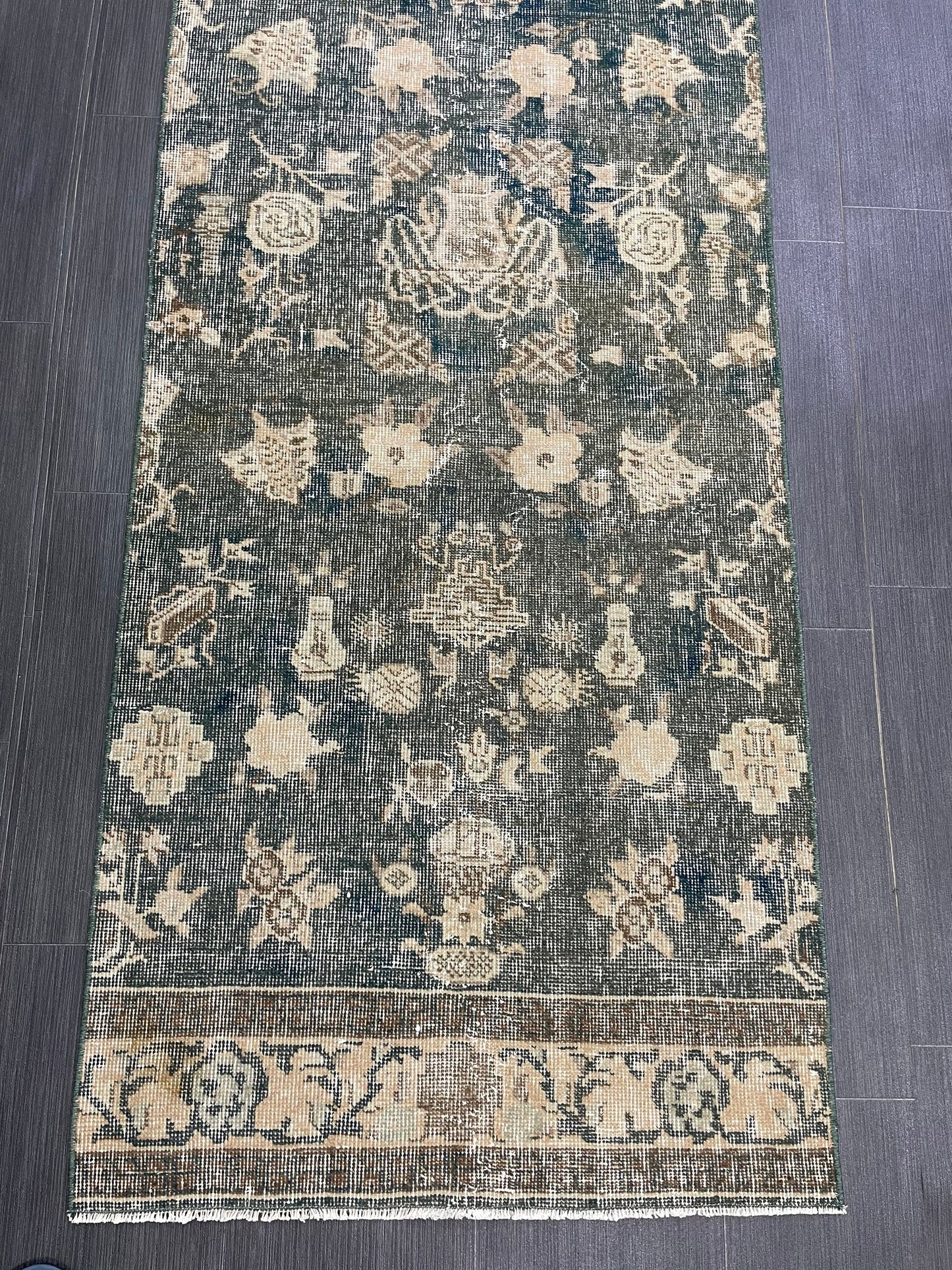 Vintage Runner Rug 2.5 x 7 Turkish Runner Rug Varigated Brown Vintage Runner Rug Hallway Runner Rug Kitchen Runner Rug Wool Runner