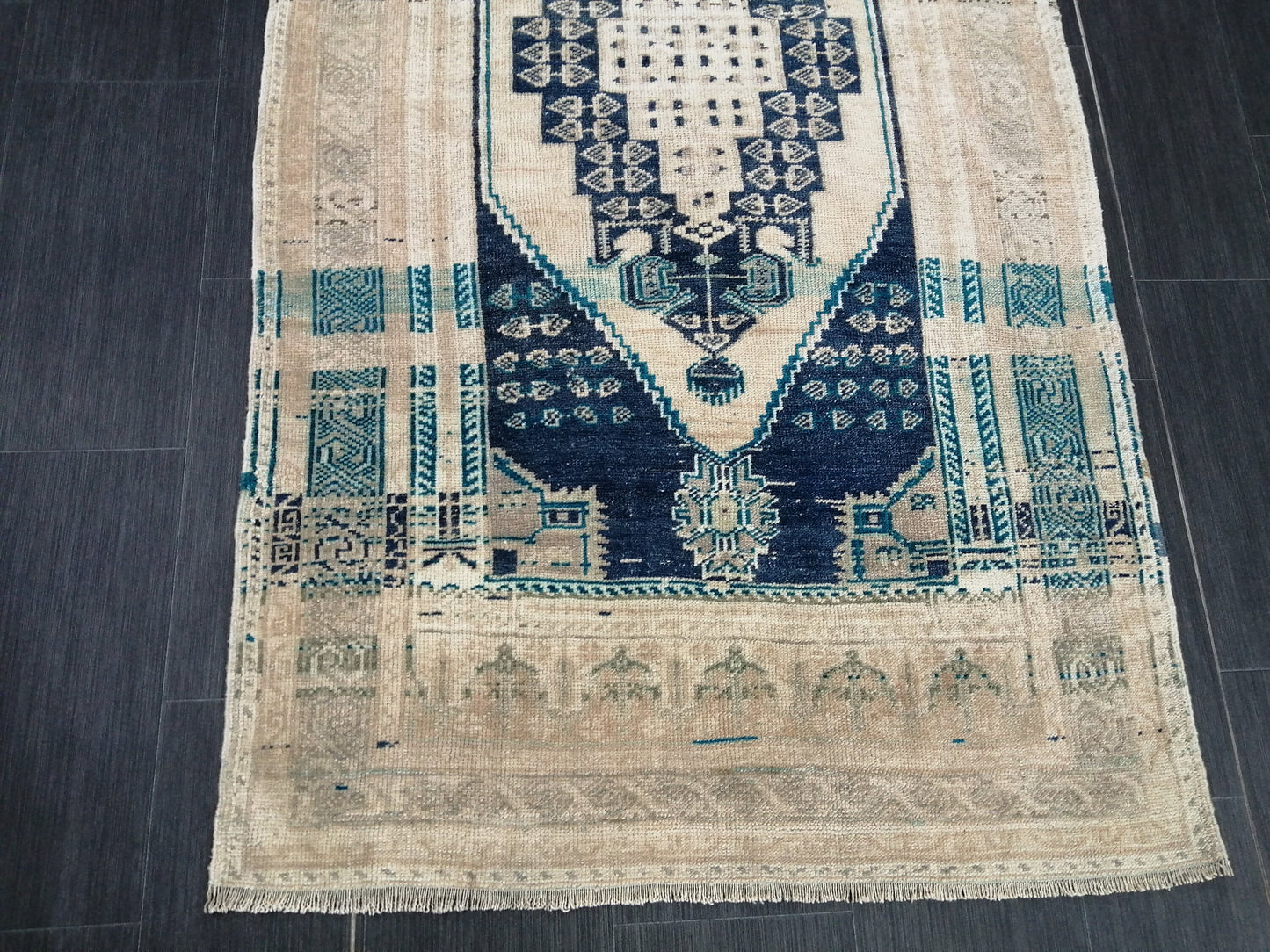 3.5 x 6.8 OUSHAK RUG, TURKISH Antique Rug, Vintage Rug, Antique Rug Wool Handknotted Rug, Hand Made Rugs Vintage Turkish Rug