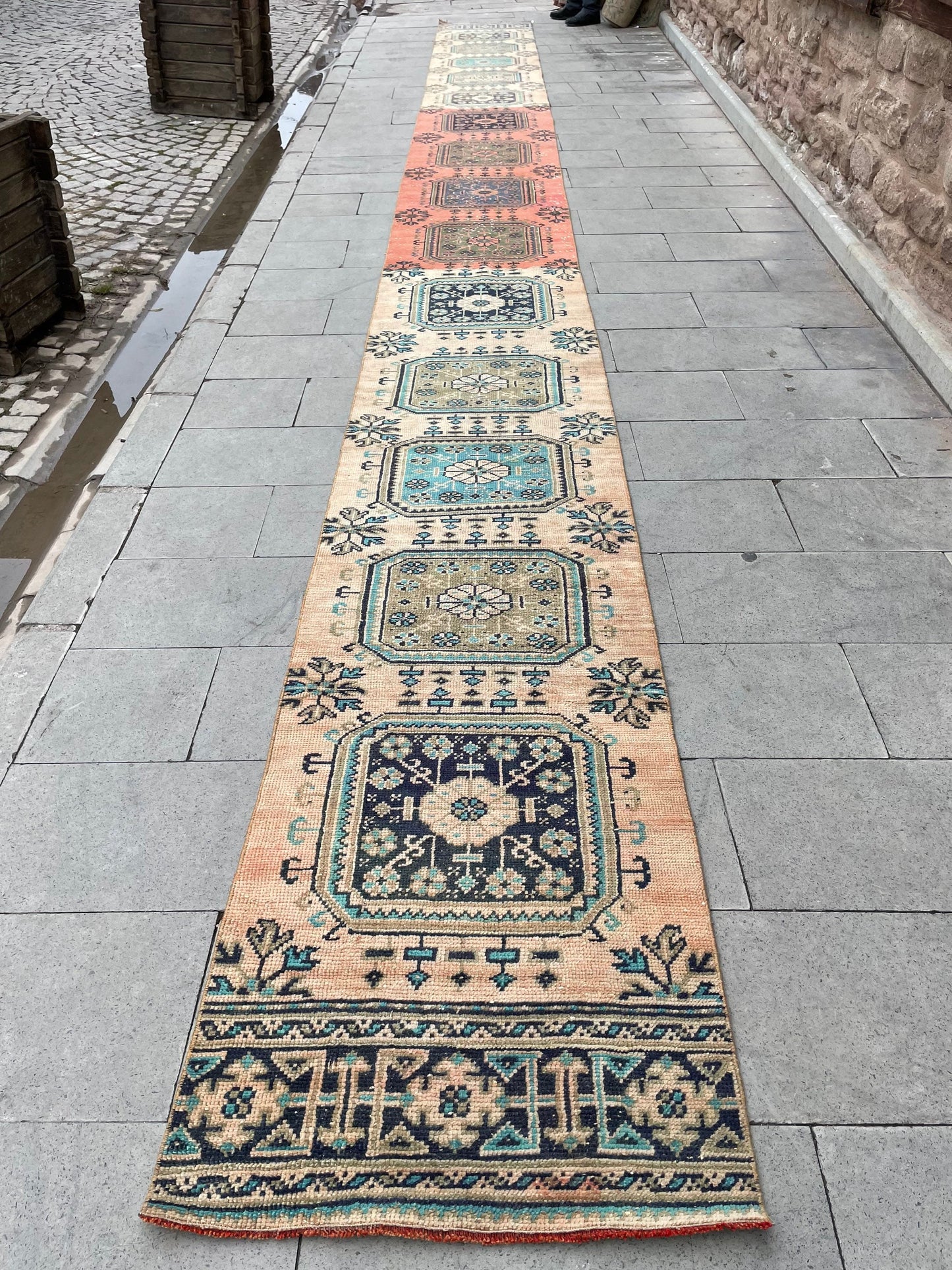 Vintage Staircase Runner Rug 2.3 x 27 ft Extra Long TURKISH Runner Rug Vintage Runner Rug Distressed Runner Rug Runner Hand Knotted Runner