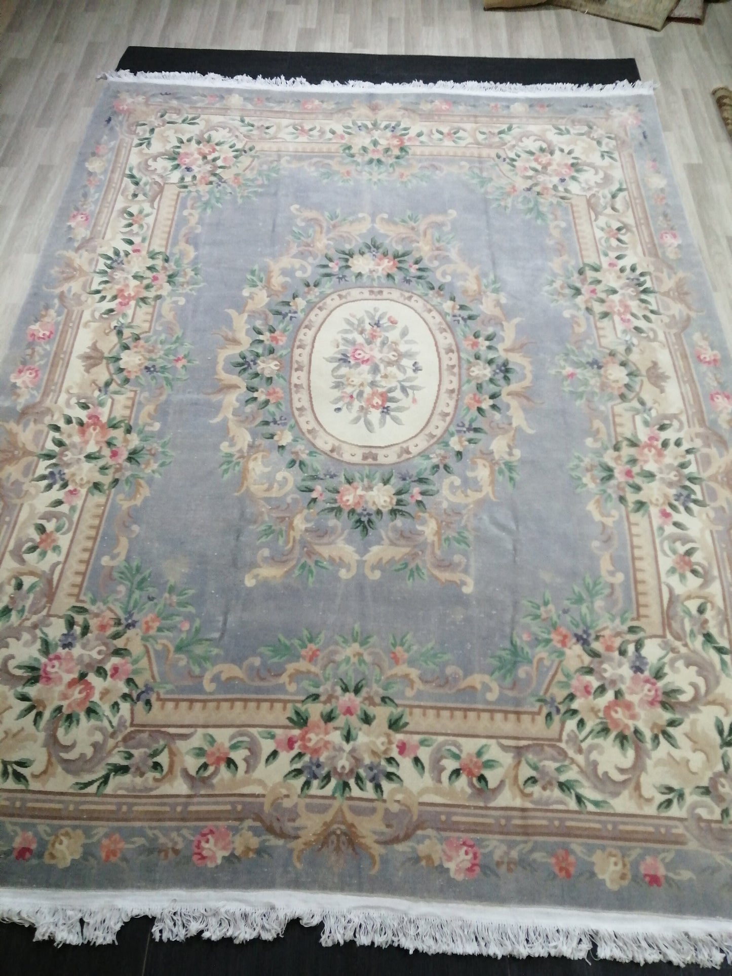 10 x 12.8 Hand Knotted Rug, Vintage LARGE Rug, Handmade Rug, Floral Rug Rustic Rug Muted Large Rug, Nepal Rug Fun Wool Rug 10x13 10x12