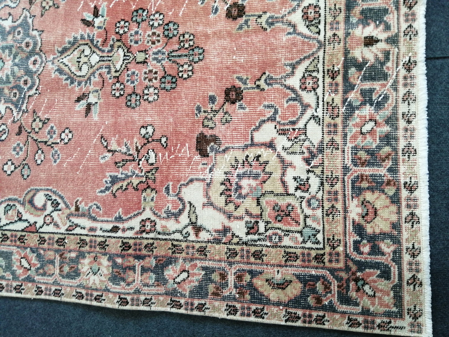 7 X 3.8 Turkish Rug Hand Made Rug Vintage Rug, Hand Made Oushak Rug, WOOL RUG