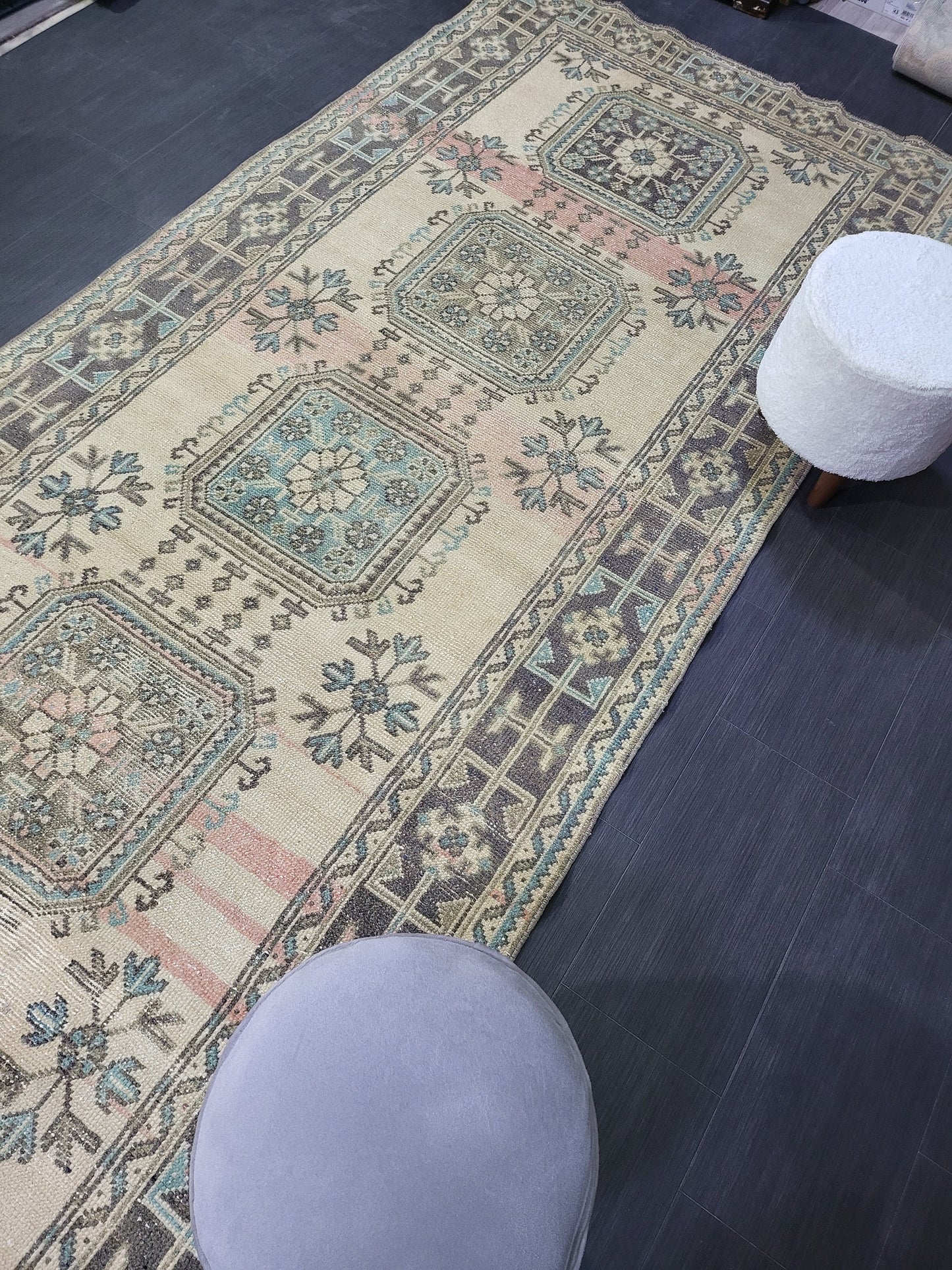 Handmade Oushak Runner Rug, Turkish Runner Rug, Vintage Runner 4.7 x 11.6 Rug, Hallway Runner Rug Kitchen Runner Rug Wool Runner Rug
