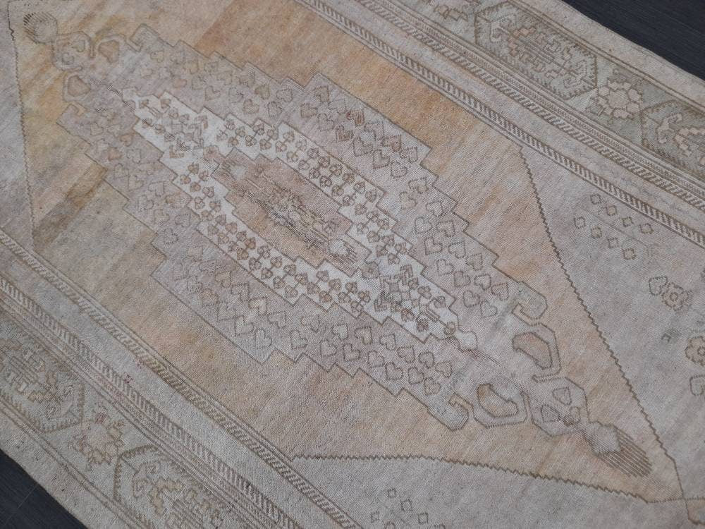 Vintage Rug Muted OUSHAK RUG 5.3 x 10.4 TURKISH Rug Modern Oushak Rug Vintage Rug Wool Rug Hand Made Rugs Vintage Turkish Rug