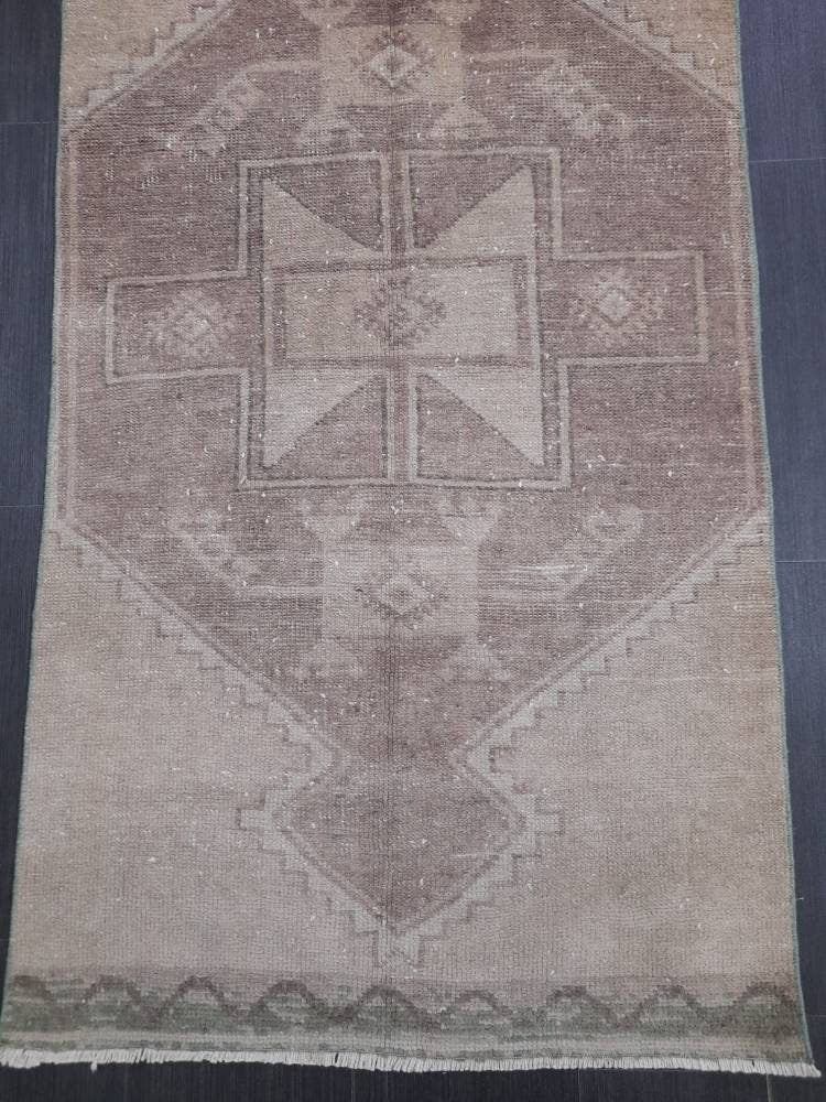 NEUTRAL Turkish RUNNER Rug Neutral 2.8 x 12.2 RUNNER Vintage Muted Turkish Runner Oriental Runner Rug, Turkish Runner Neutral Persian Runner