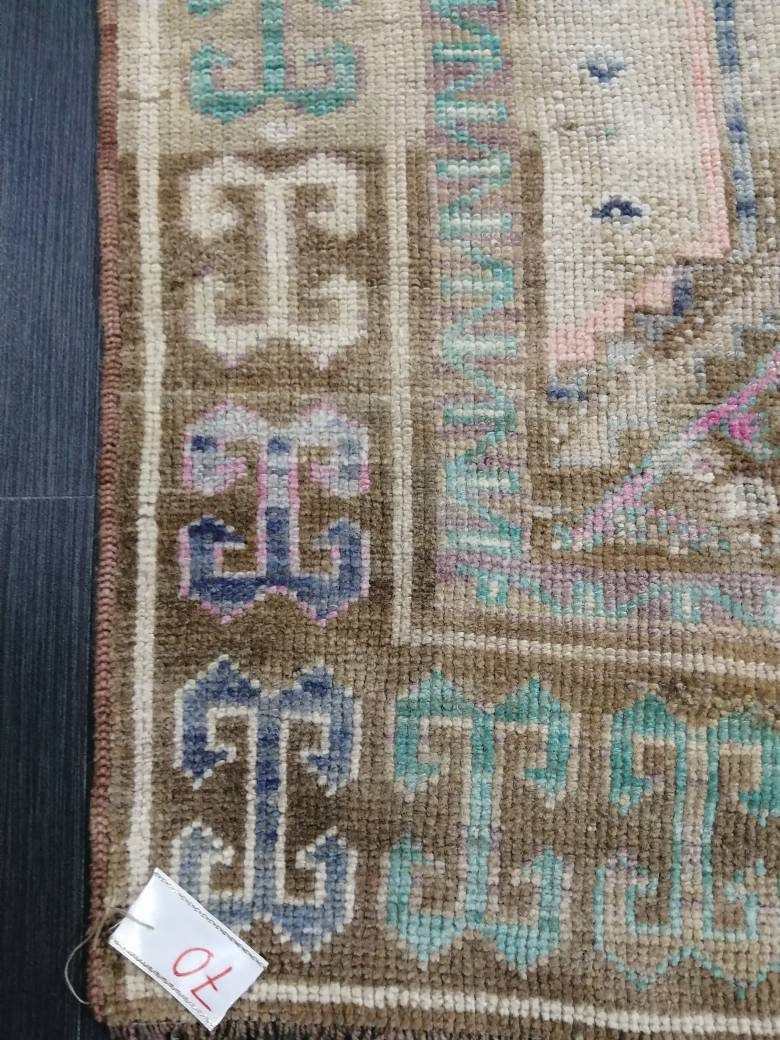 Vintage OUSHAK RUG 4.4 x 11 Vintage Rug Vintage Muted Rug Muted Wool Neutral Rug Hand Made Rugs Vintage Turkish Rug Kars Rug Oriental Rug