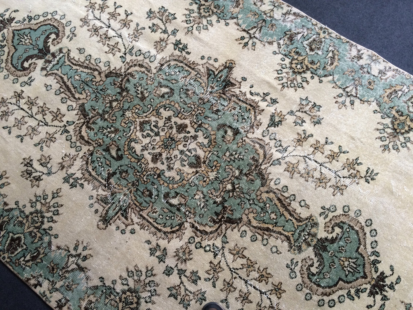 Oushak Rug, Vintage Rug Turkish Rug, Boho Rug, Living Room Rug, Green Rug Oushak Rug,Hand woven Rug,Weaving Rug,