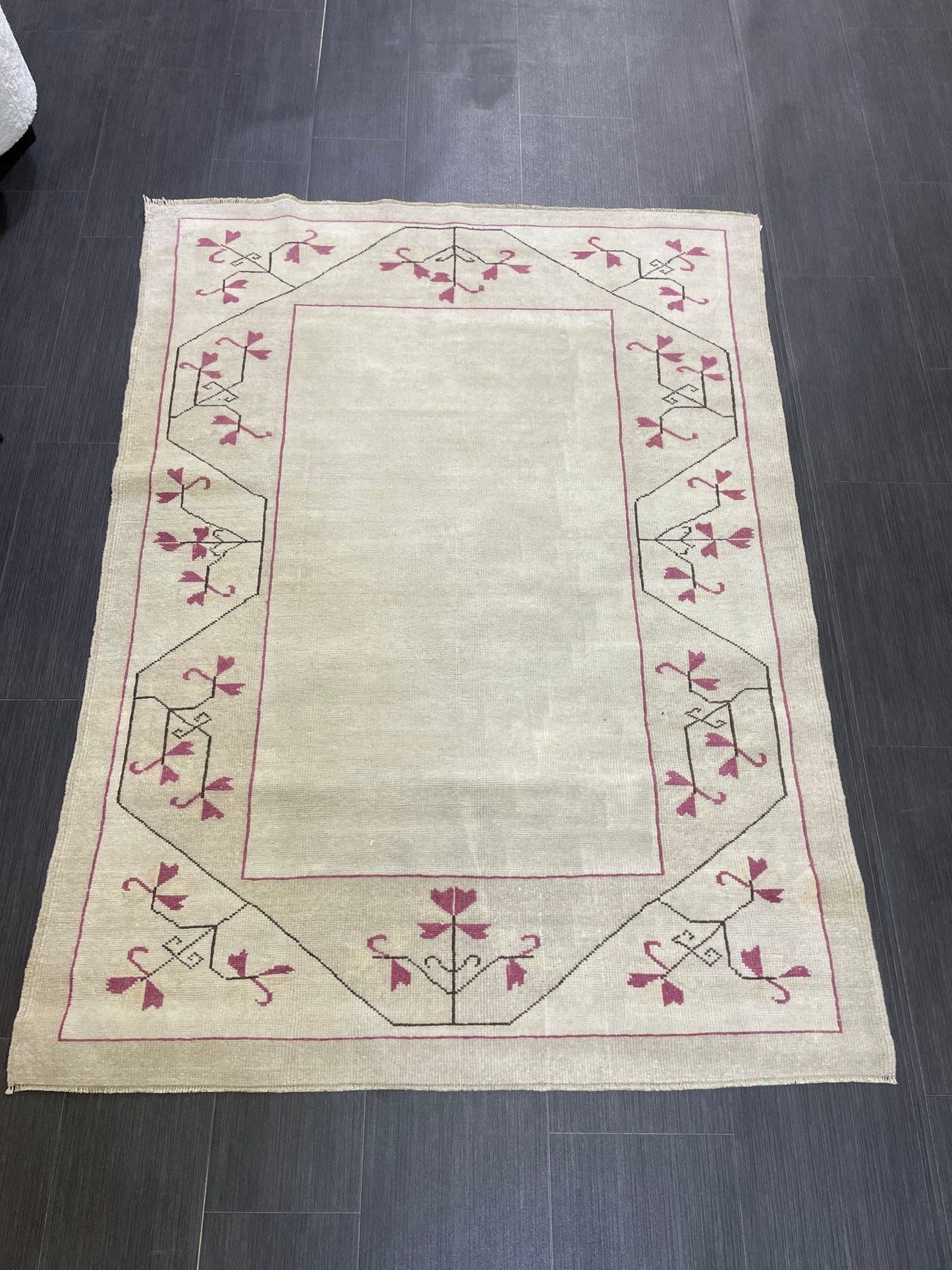 Bathroom Handmade Rug, Vanity 4 x 5.6 Rug , Oushak Rug, Wool Oriental Rug, Persian Rug, Vintage Turkish Rug Hand Knotted Wool Rug