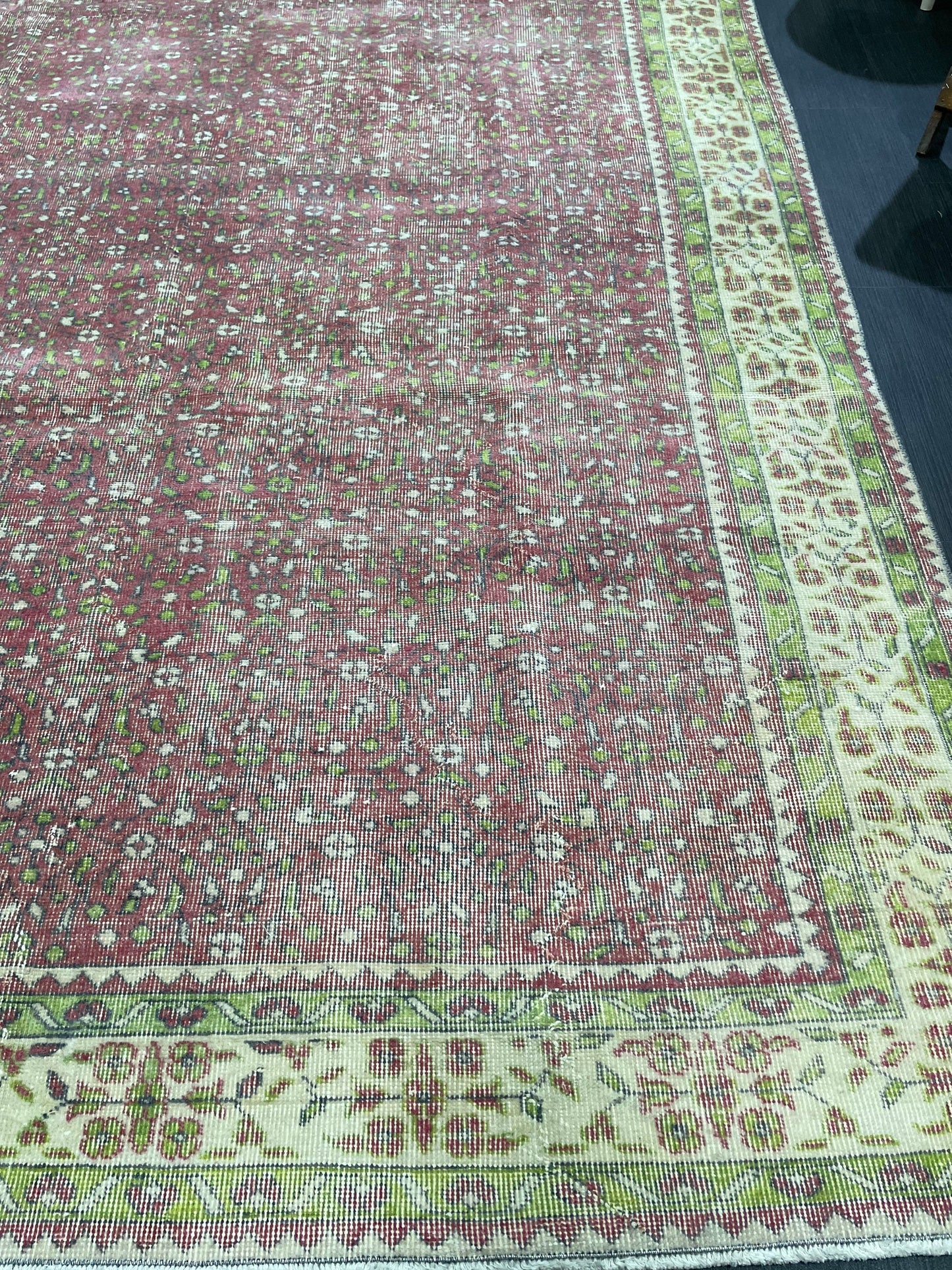 Floral Vintage OUSHAK RUG Antique TURKISH Rug Vintage Distressed Oriental Rug 6.7 x 10.3 Wool Rug Hand Made Vintage Rug 7x10 Turkish Rug