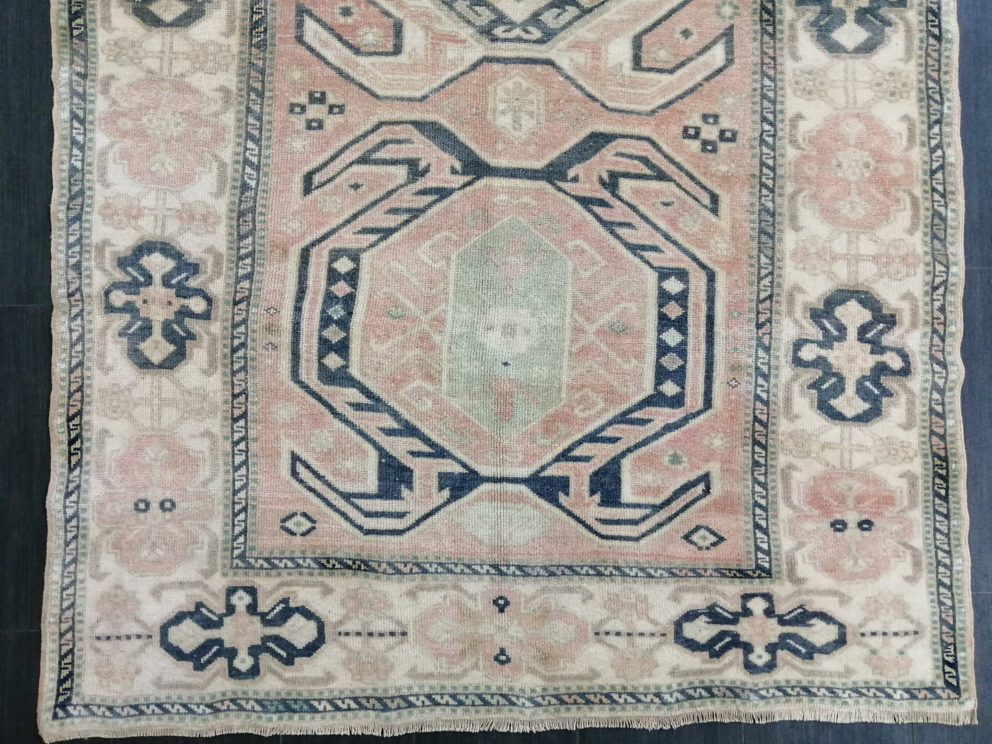 Muted OUSHAK RUG 4.6 x 7.2 TURKISH Rug Vintage Oushak Runner Rug Vintage Runner Rug Wool Rug Hand Made Rugs Vintage Turkish Rug