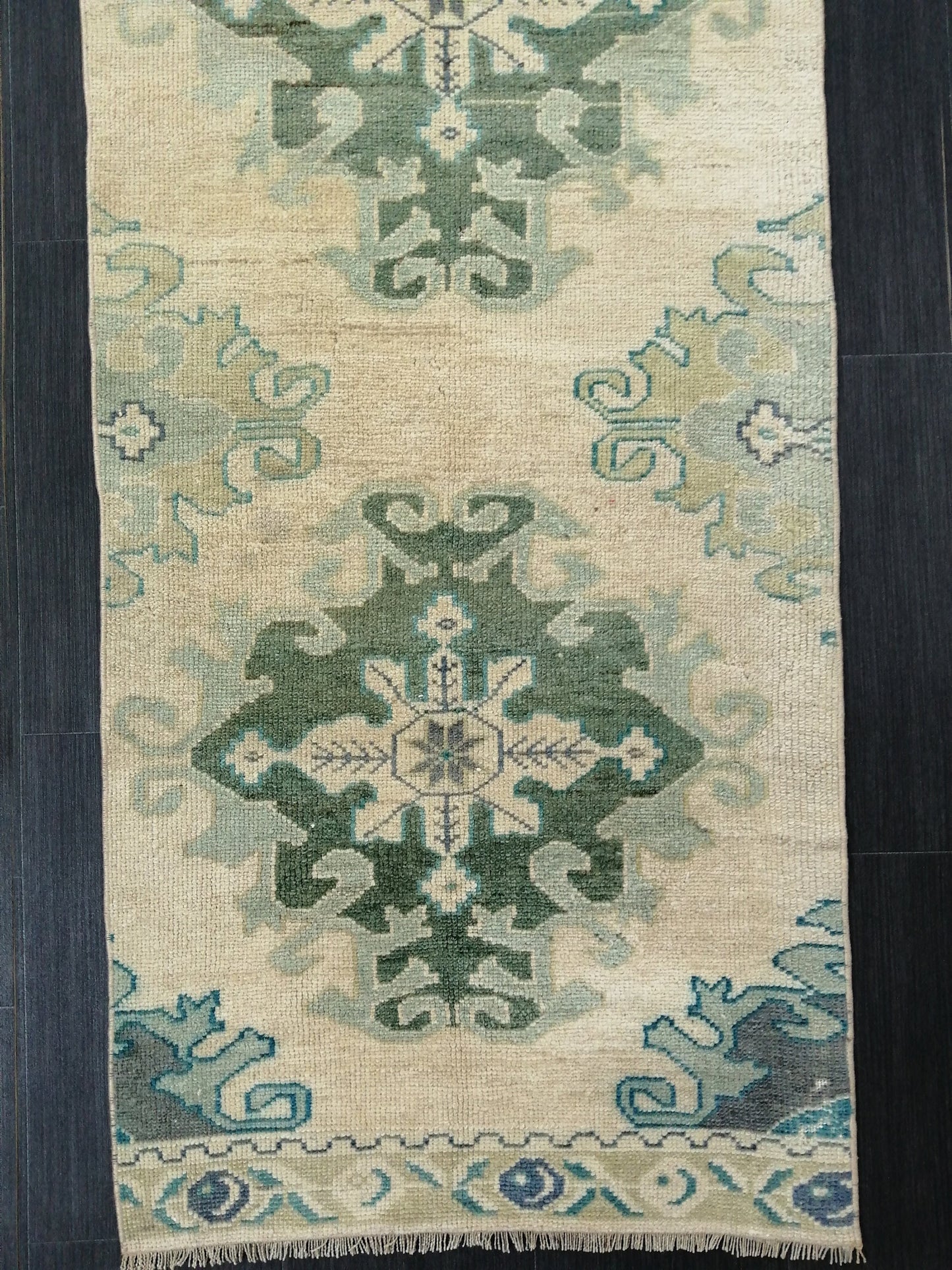 Muted Oushak Runner Rug 10.9 x 2.4 Vintage Runner Rug Hallway Runner Rug Kitchen Runner Rug Wool Runner Rug Wool Oushak Rug