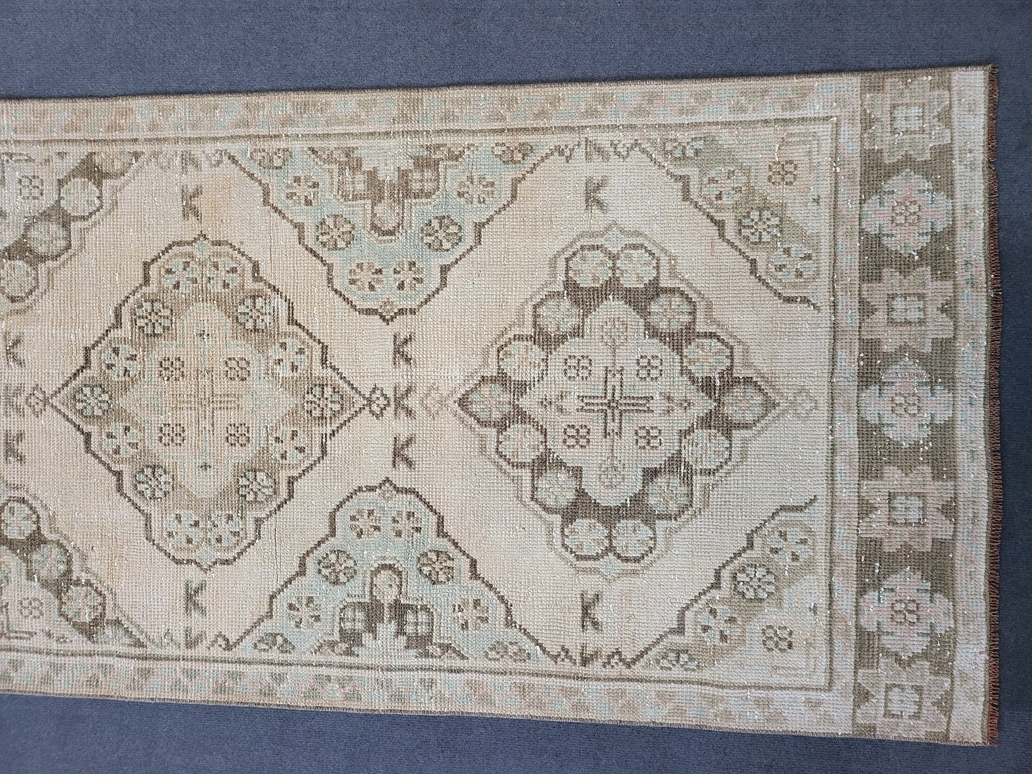 Muted Oushak Runner Rug 2.8 x 11.3 Turkish Runner Rug Vintage Runner Rug Hand Knotted Runner Rug Persian Runner Rug Wool Runner Rug