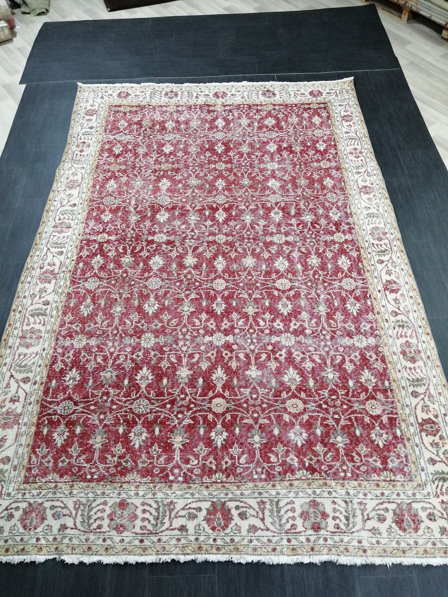 6.8 x 10 TURKISH HAND MADE Rugs Vintage Turkish Rugs Oushak Rug Traditional Rug, Oriental Oushak Rug, Vintage Floral Rug Red Wool Rug