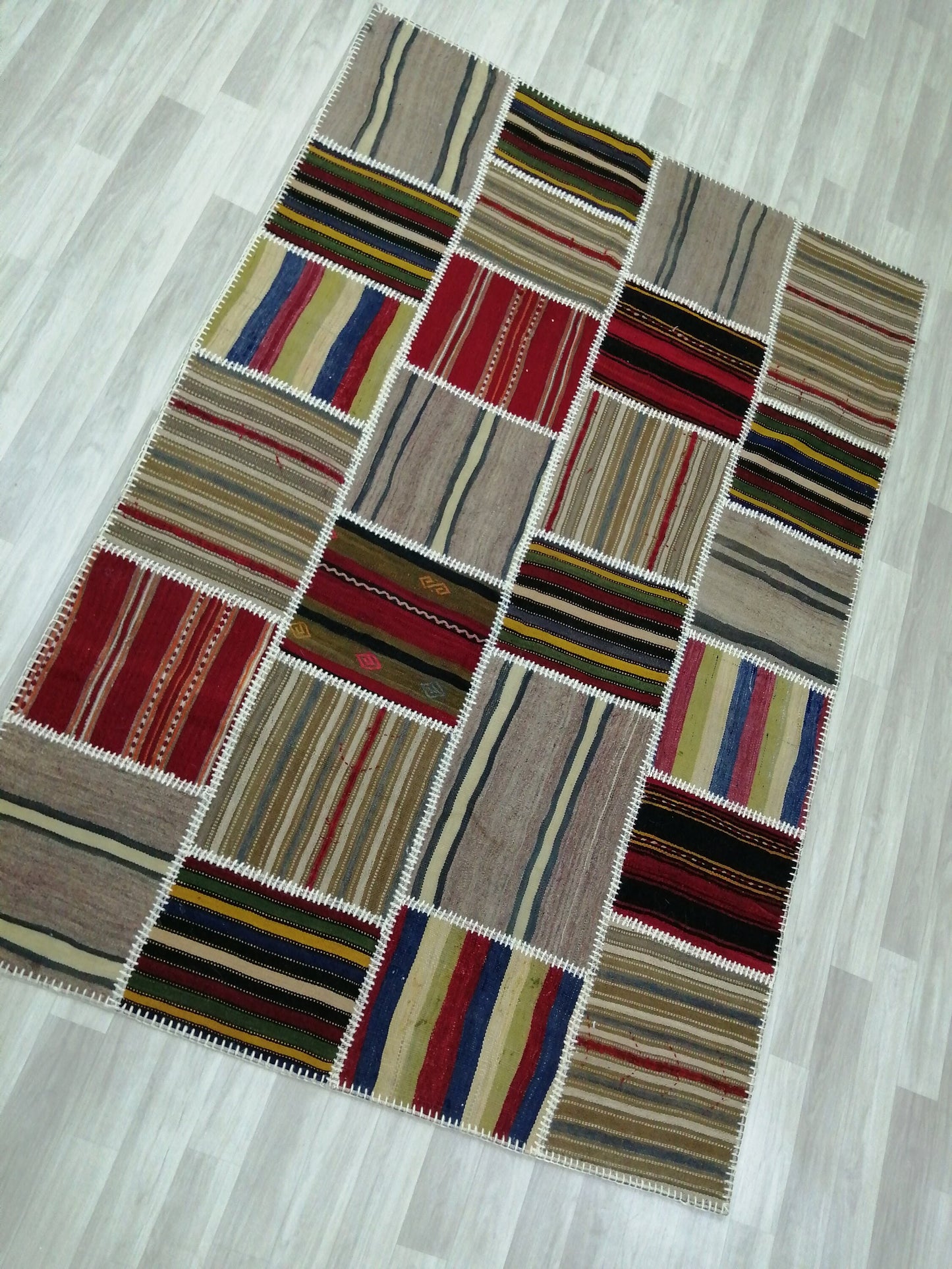 Hand Made Patchwork Rug, Oushak Rug, Rustic Rug, Bohemian Rug, Rug Runner, Turkish Rug, Farmhouse Rug, Vintage Rug, Wool rug