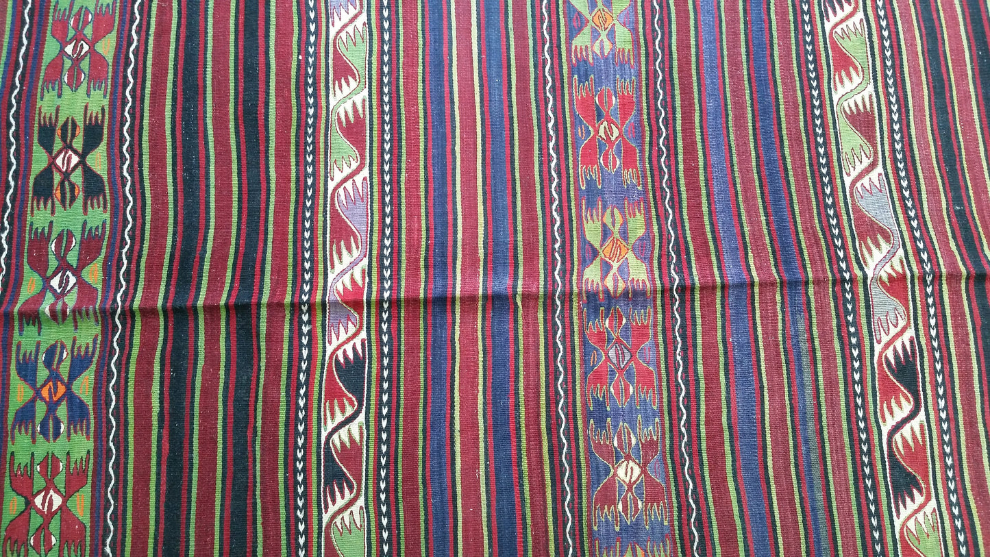 Hand Made Oushak Rug KiLiM Rug Turkish Rug Vintage Rug Flatwoven with Embroidered