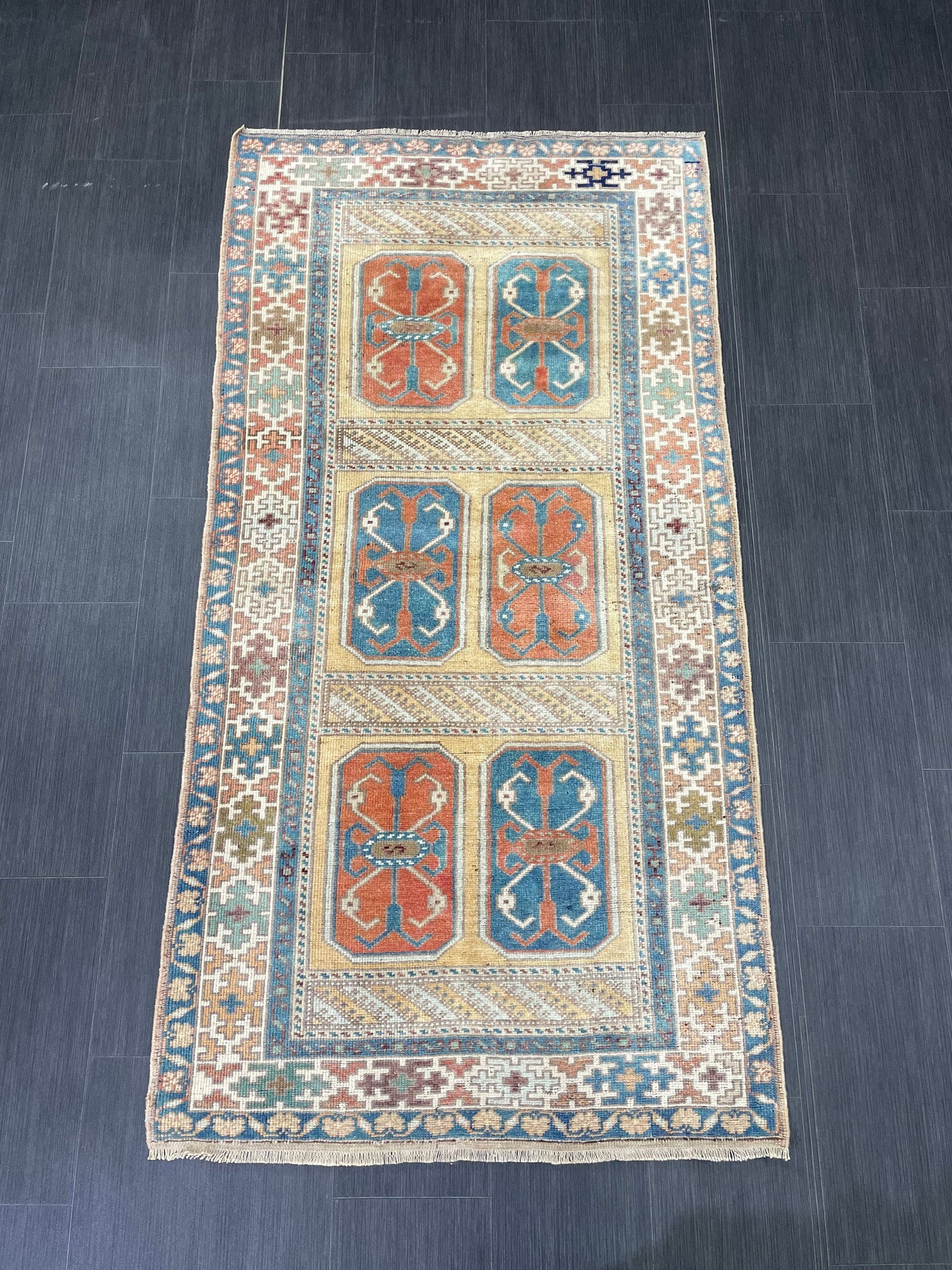 Wool Vintage RUG 3.3 x 6.6 TURKISH Rug Oriental Rug Vintage Oushak Rug Vintage Persian Rug Hand Made Rugs Vintage Turkish Rug Discounted Rug