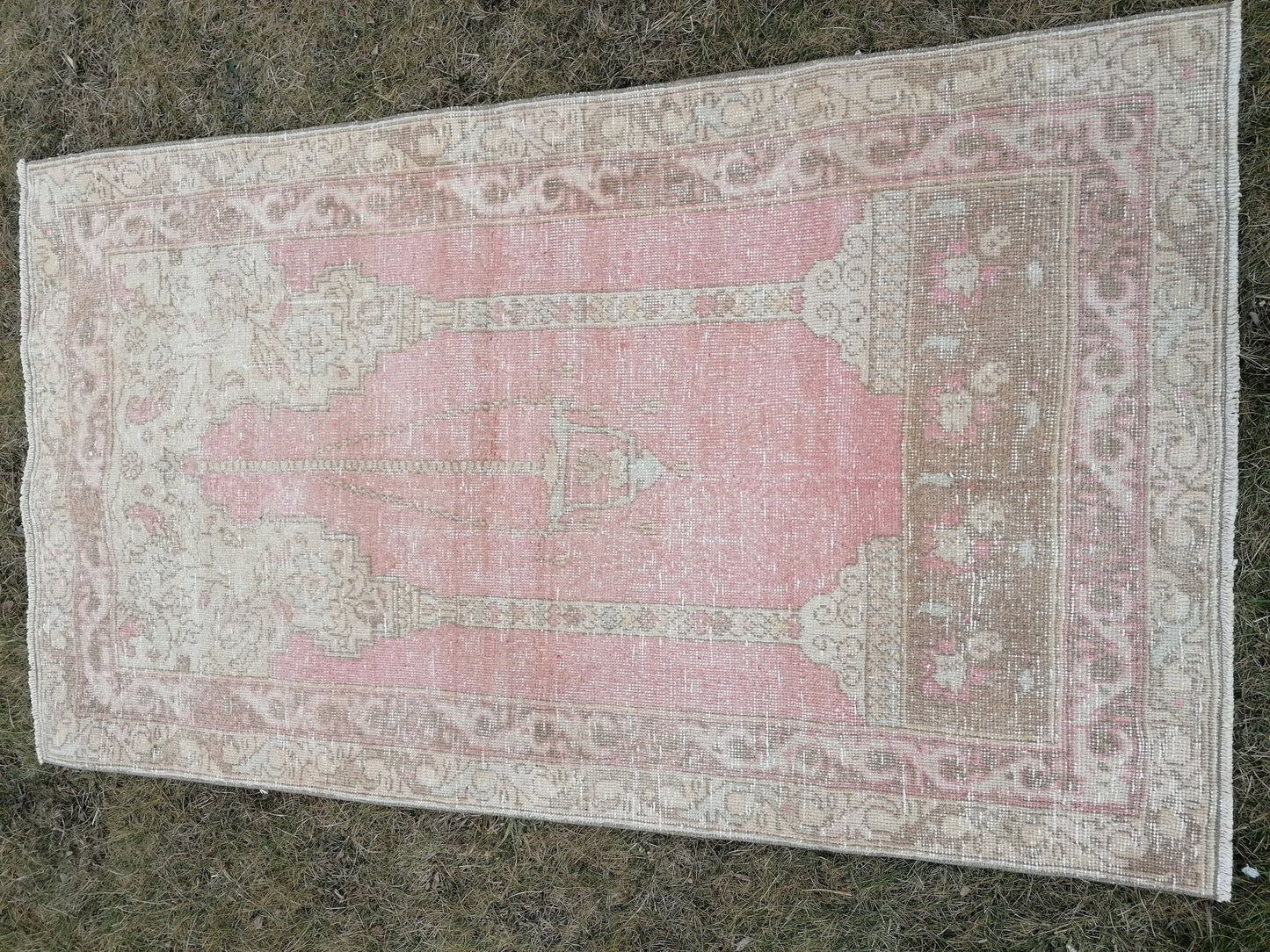 Turkish oushak wool rug, 3'2x5'7 vintage rug, vintage hand made rug kitchen rug bohemian rug