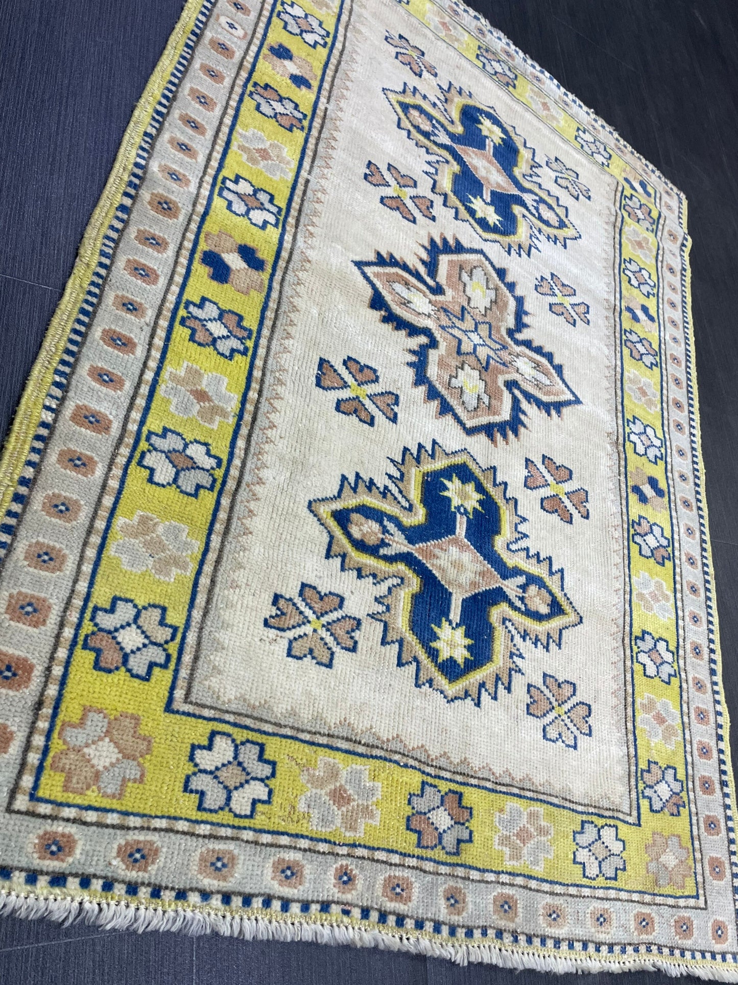 TURKISH HANDMADE Rug 3 x 4.3 Vintage Rug Oushak Rug, Traditional Rug Oriental Rug Hand Knotted Rug Wool Rug, Wholesale Rug