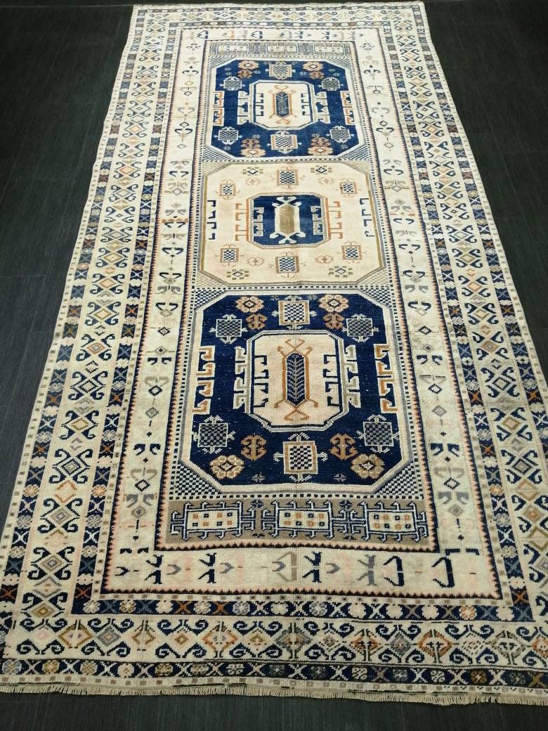 Vintage Hand Made Rug, 4.7x10 Oushak Rug, Turkish Rugs, Bohemian Rug, Persian Rug Turkish Rug, 5x10 Rug, Vintage Rug Wool Rug Oriental Rug