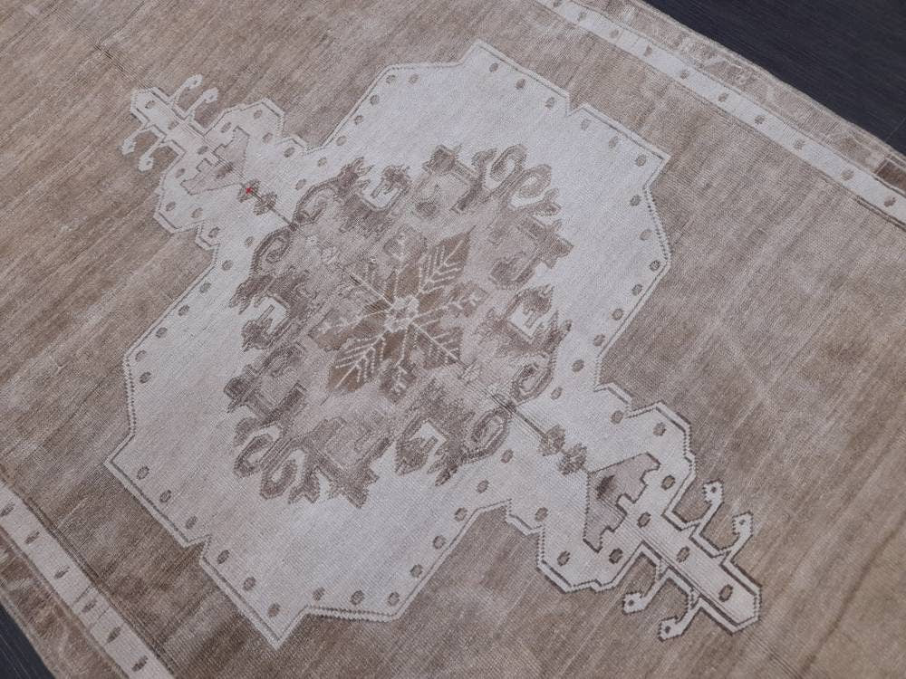 Neutral VINTAGE RUG 4.6 X 10 TURKISH Neutral Fiber Rug Natural Wool Antique Rug Distressed Vintage Rug Dye Free Rug Hand Made Rug Kars Rug