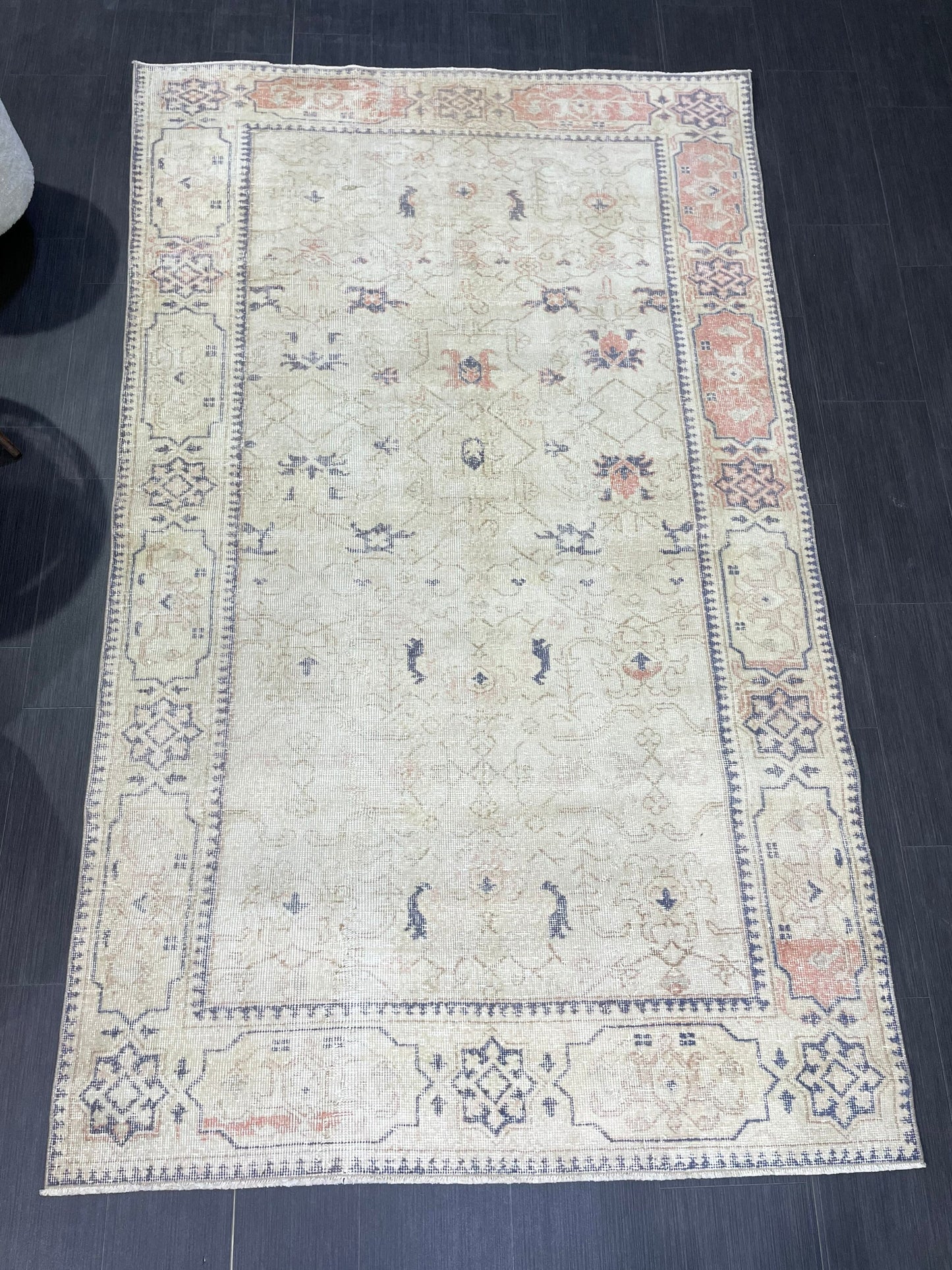 Distressed Persian Rug, Vintage 5 x 8.3 Rug, Handmade Rug, Antique Rug, Rustic Rug, Turkish Rug, Farmhouse Rug, Wool rug