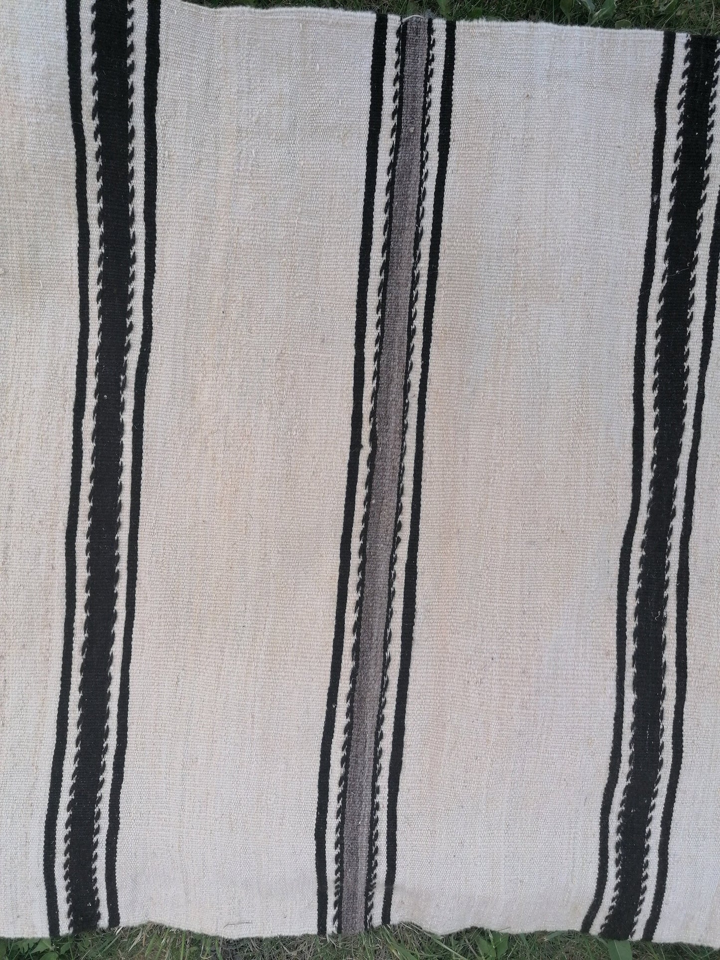 2.5 x 21 Neutral flatweave wool runner rug - stripe kilim runner, long handmade runner, turkish woven runner rug
