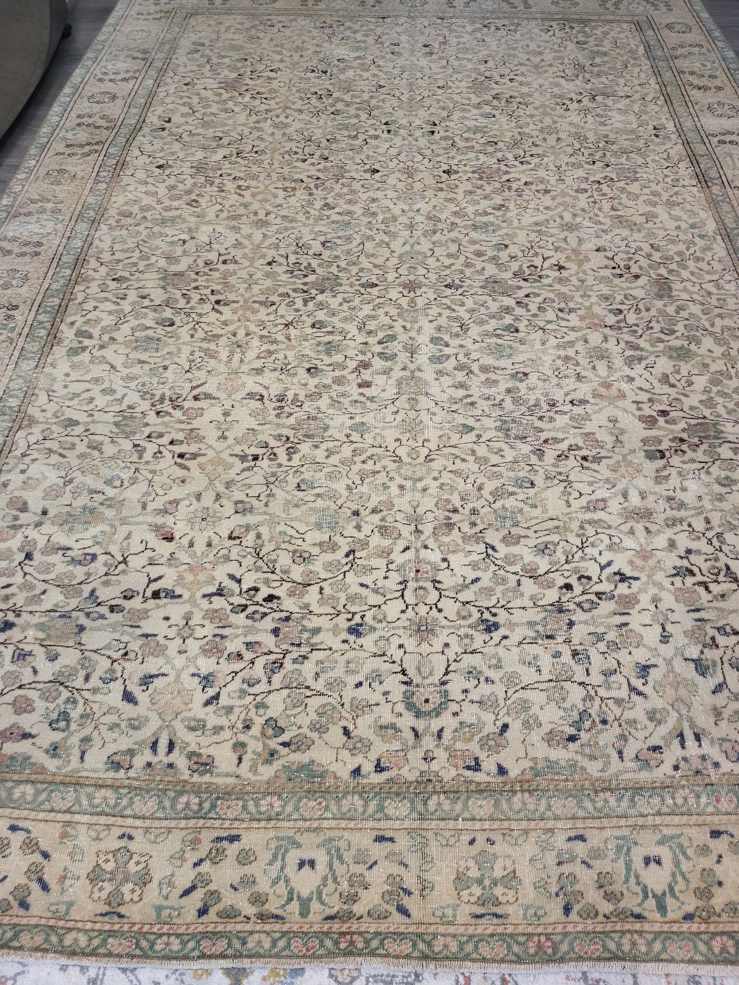 Vintage Rug 6.5 x 9.3 HAND MADE Rug Muted Vintage Turkish Rug Oushak Rug Vintage Oriental Rug, Oushak Rug, Wool Persian Rug
