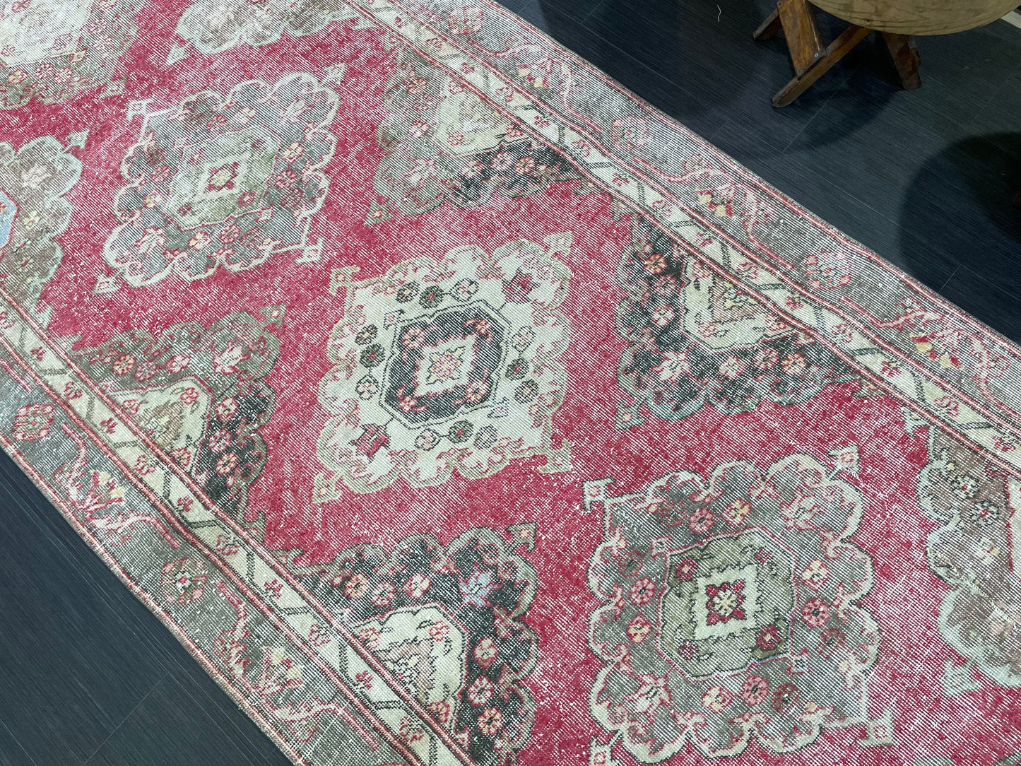 Turkish Runner Rug, Persian Distressed Runner 4.3 x 11.7 Rug, Vintage Runner Rug, Hallway Runner Rug, Kitchen Runner Rug, Wool Runner Rug