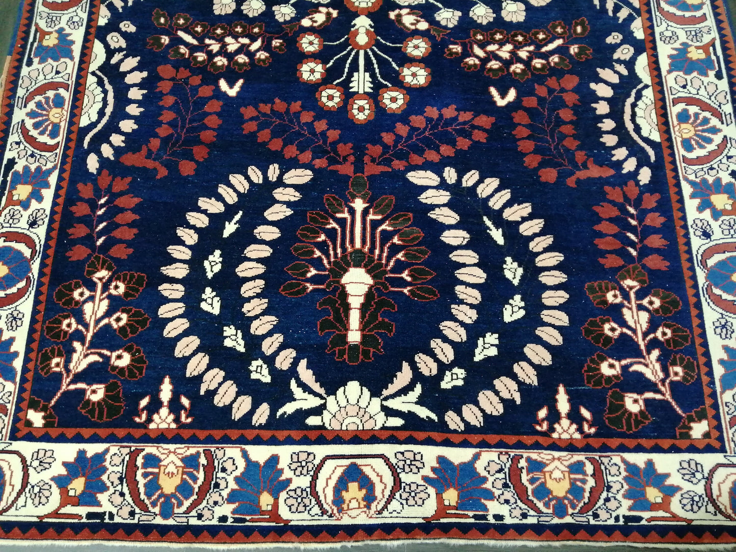 Oriental RUG 6.9 x 10.8 Oushak Rug Blue Persian Rug Navy Vintage Rug Fine Oushak Rugs Antique Turkish Rug Muted Turkish room Rug 7x11 rug