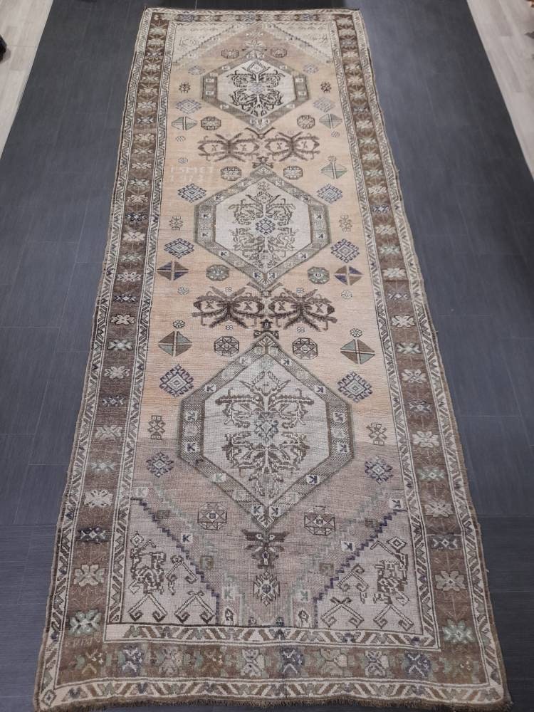 Vintage Persian Rug Unique Motif Rug 5 x 13.3 Persian Rug Vintage Hand Knotted Rug Eclectic Rug Hand Made Rug Living room Rug Turkish rug