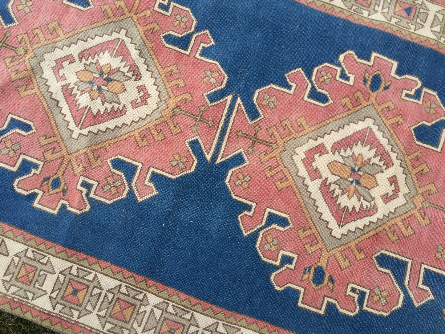 Large Area BLUE BOHEMIAN Rug, Unique Motif Rug, Oushak RugS, Oushak antique Rug, Hand woven Rug, Weaving Rug, High Quality Rug, Kitchen Rug