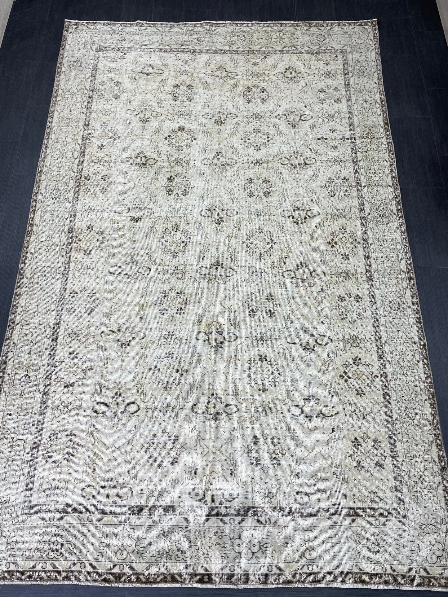 Hand Knotted Rug 6.7 x 10.5 TURKISH Rug Vintage Rug Oushak Rug Wool Distressed Rug Handmade Rugs Vintage Turkish Rug