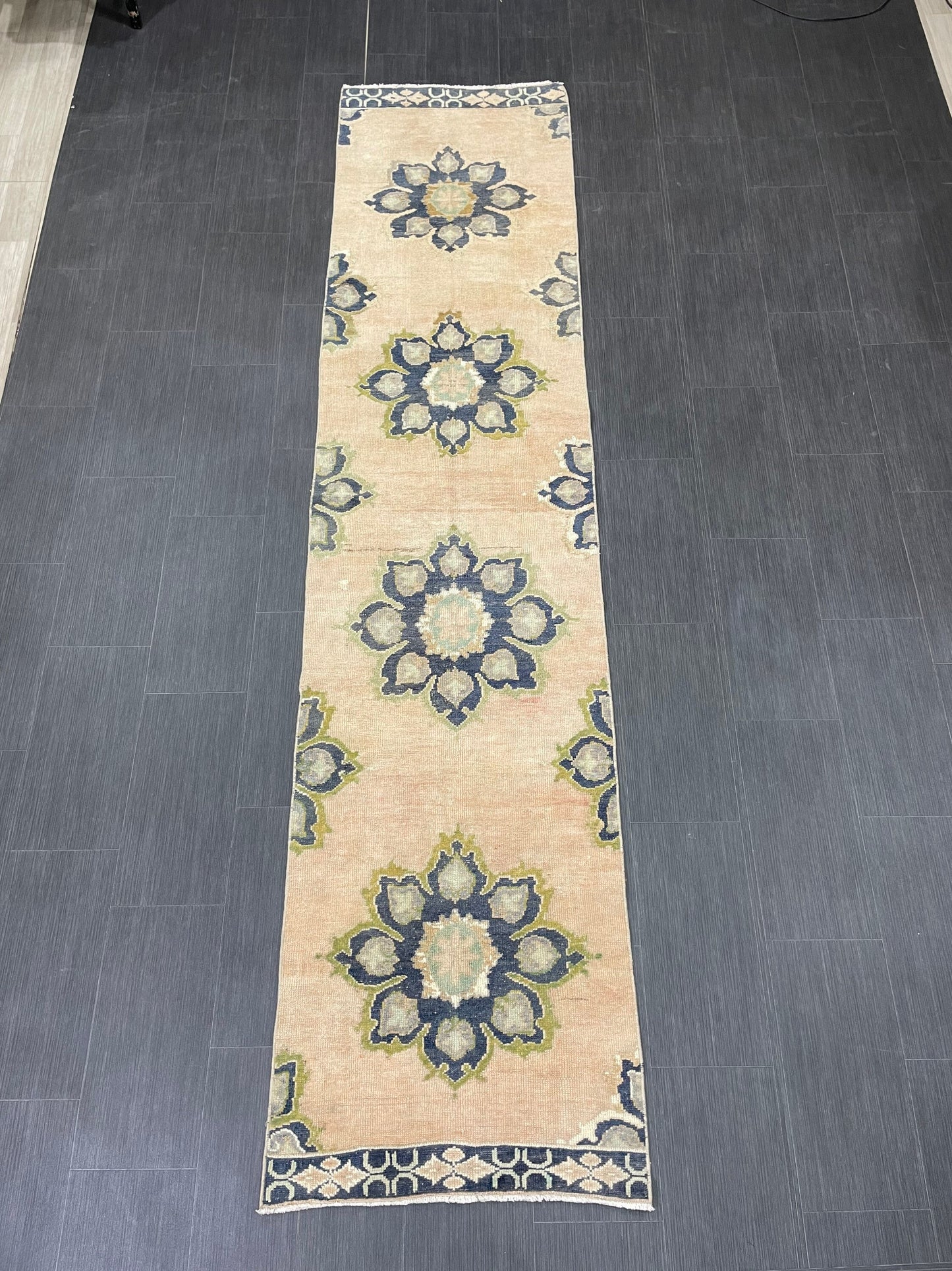 Hand Knotted Runner 2.4 x 10.5 Vintage Runner Rug Hallway Runner Rug Kitchen Runner Rug Wool Runner Rug Wool Turkish Runner Rug