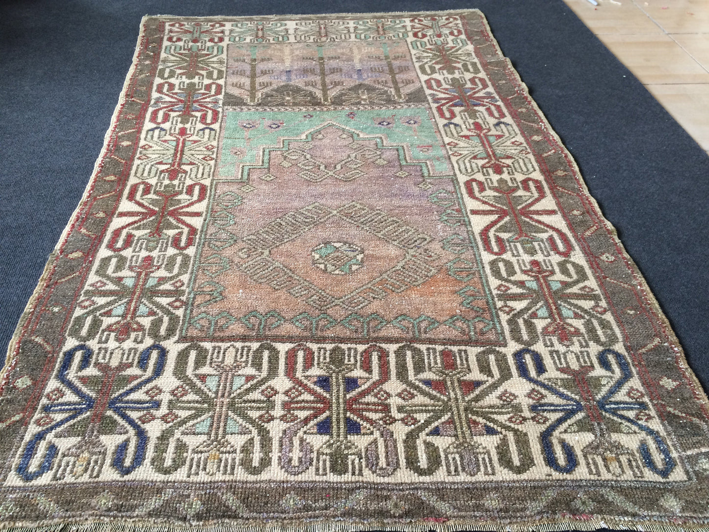 WOOL Oushak Rug Turkish Runner Rug Vintage Rug Hallway Rug Kitchen Rug Wool Nomad Rug Wool Oushak Rug Turkish Wool Oushak Rug 5.4 x 3.6