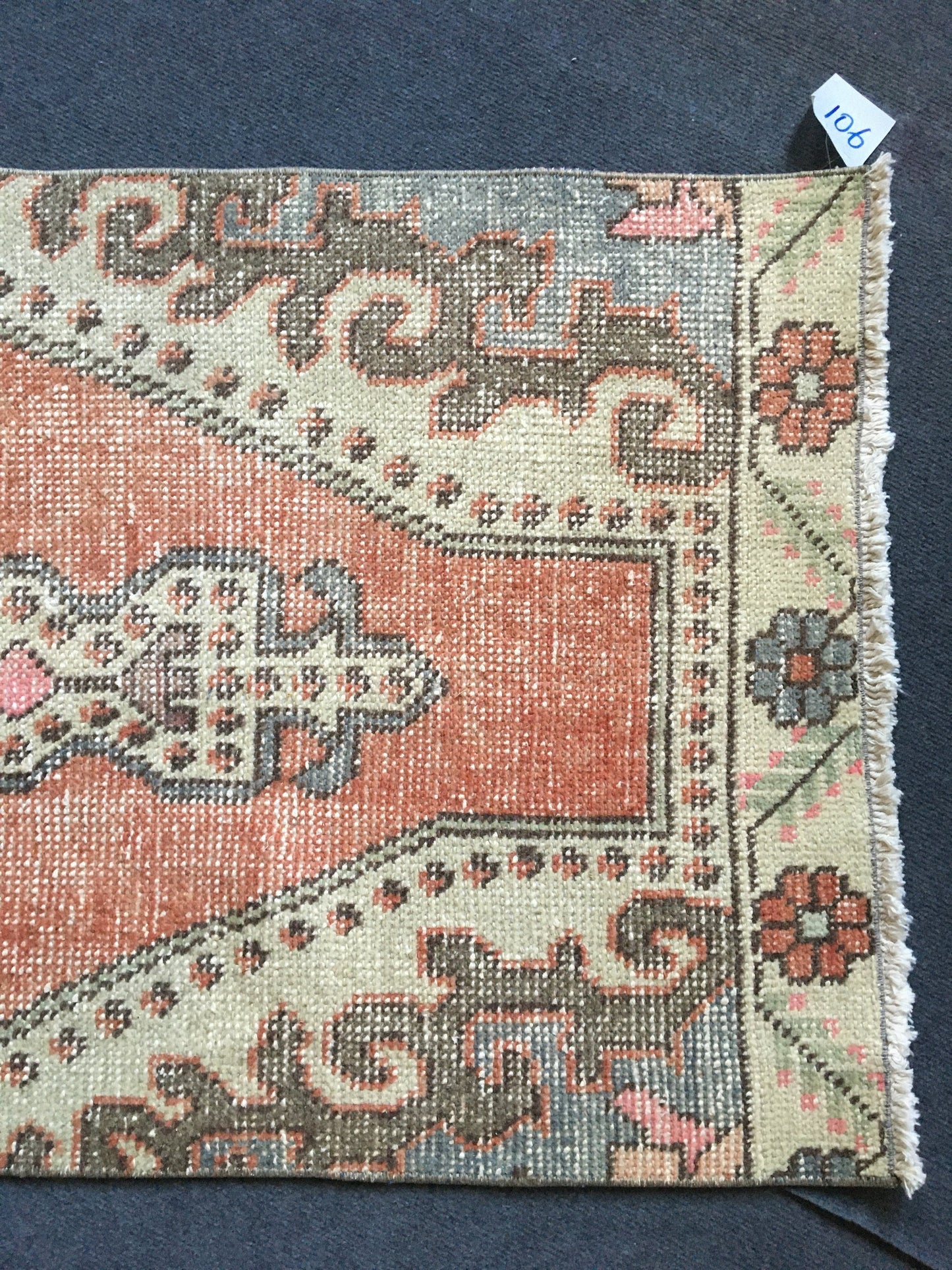 2x7 feet handmade vintage runner rug, overlong turkish floor runner, kitchen floor runner, laundry area runner rug, oushak hallway runners