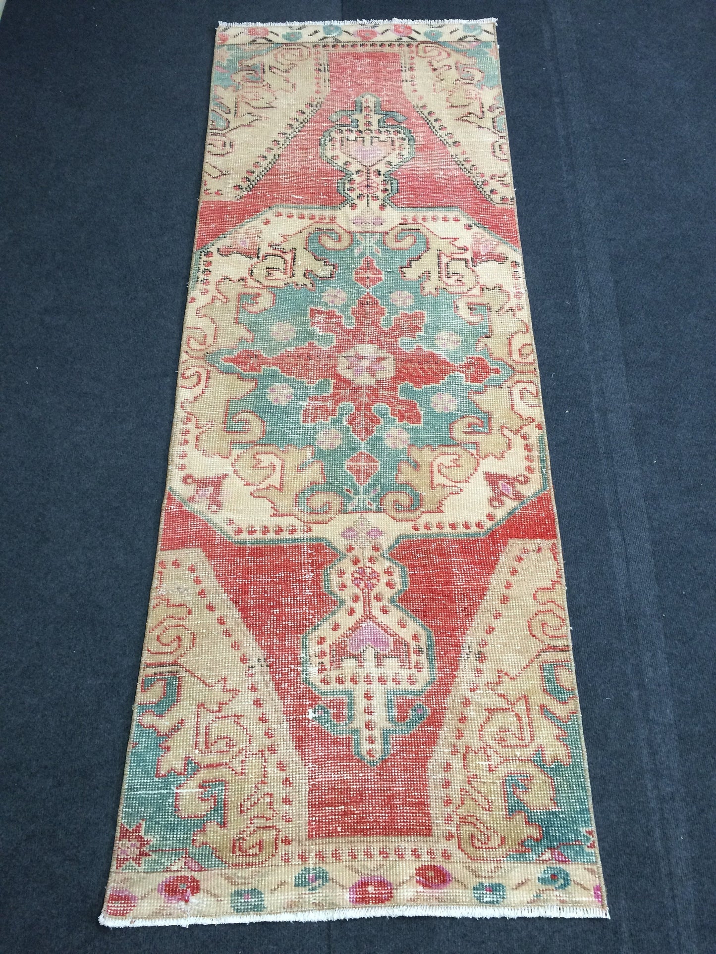 7.2 x 2.6 Turkish Runner Rug, Oushak Rug, Oushak Rugs, Oushak Runner Rugs, Runner Rug, Vintage Runner Rug, Hand Made Rug
