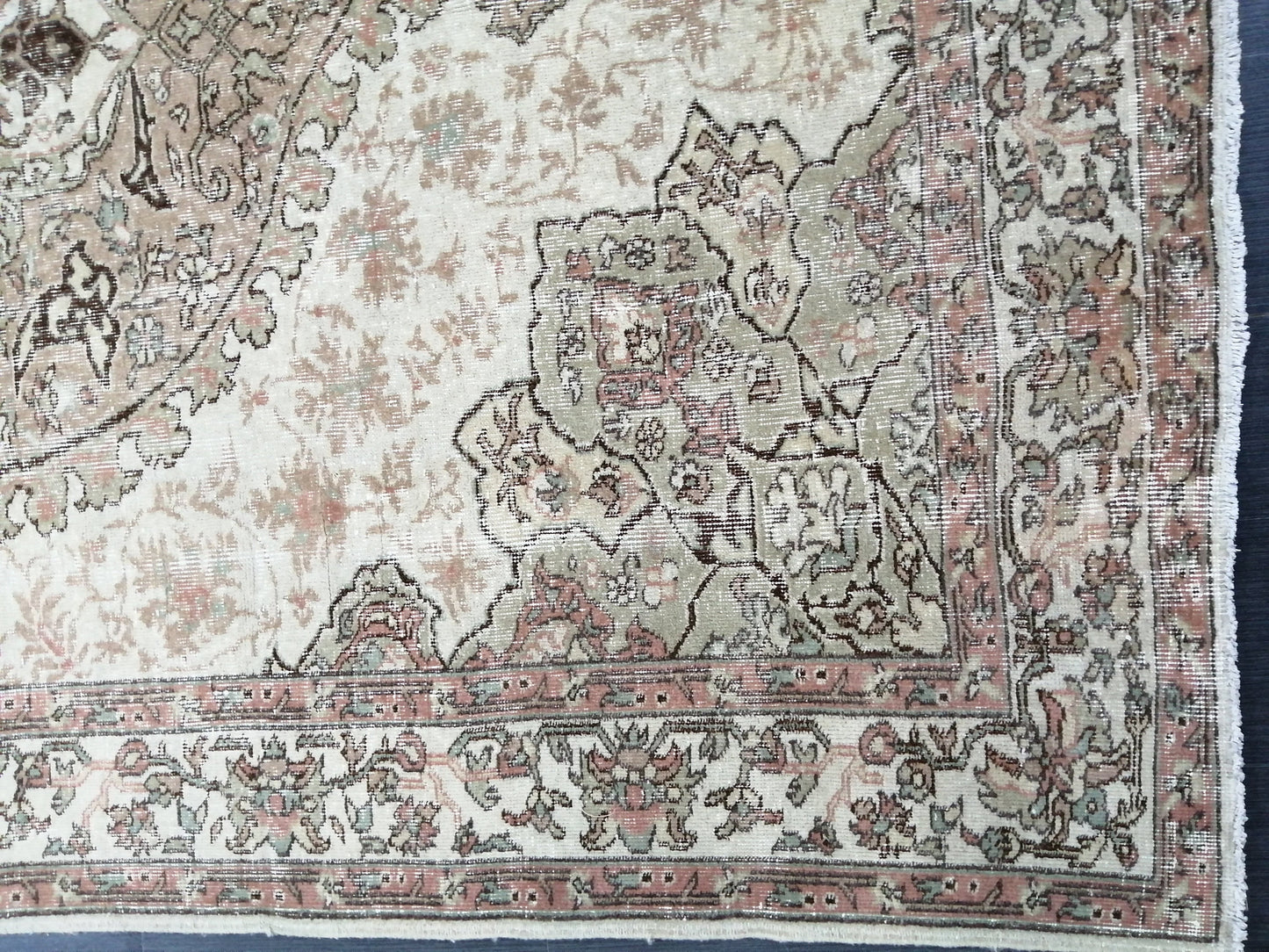 Muted Vintage Rug 6.9 x 9.8 Oushak Rug Vintage Wool Oushak Rug Hand Made Rugs Vintage Turkish Rug
