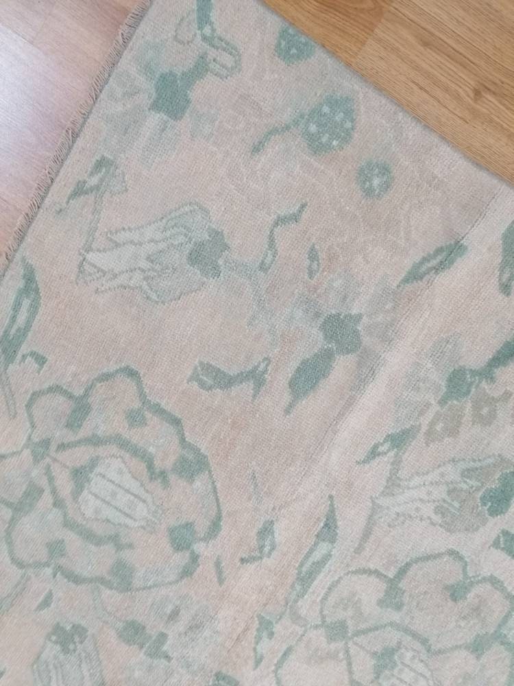 Vintage rug, green oushak rug 4'6x7'2 living room rug