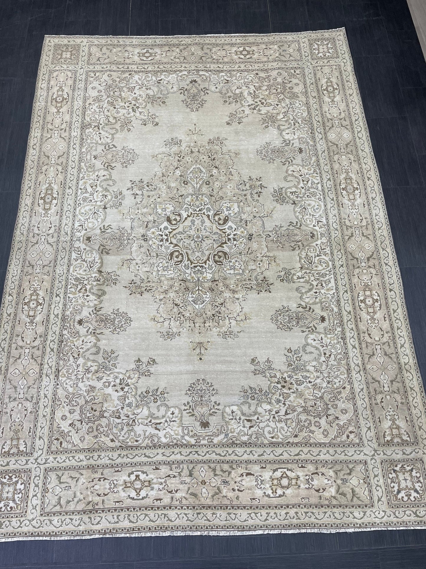 MUTED Rug Vintage 6.7 x 9.6 Handmade Rug, Oushak Rug Natural Rustic Rug ORIENTAL Rug Turkish Rug Neutral Rug Vintage Neutral Persian rug