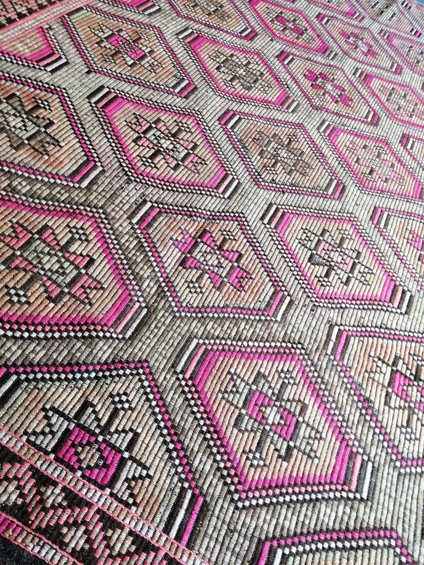 9 x 5.6 Flatwoven with Embroidery Rug TURKISH HAND MADE Rugs Vintage Turkish Rugs Oushak Rug Vintage Oushak Rug, Wool Rug