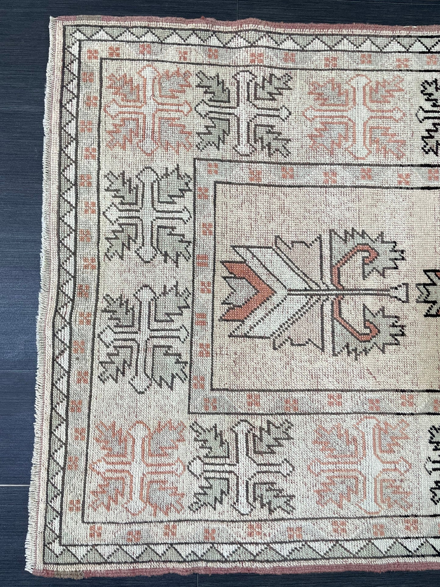 Vintage Rug, Oushak Rug, Wool Handmade 3.5 x 4.9 Rug, Persian Rug, Turkish Rug, Hand Knotted Wool Rug