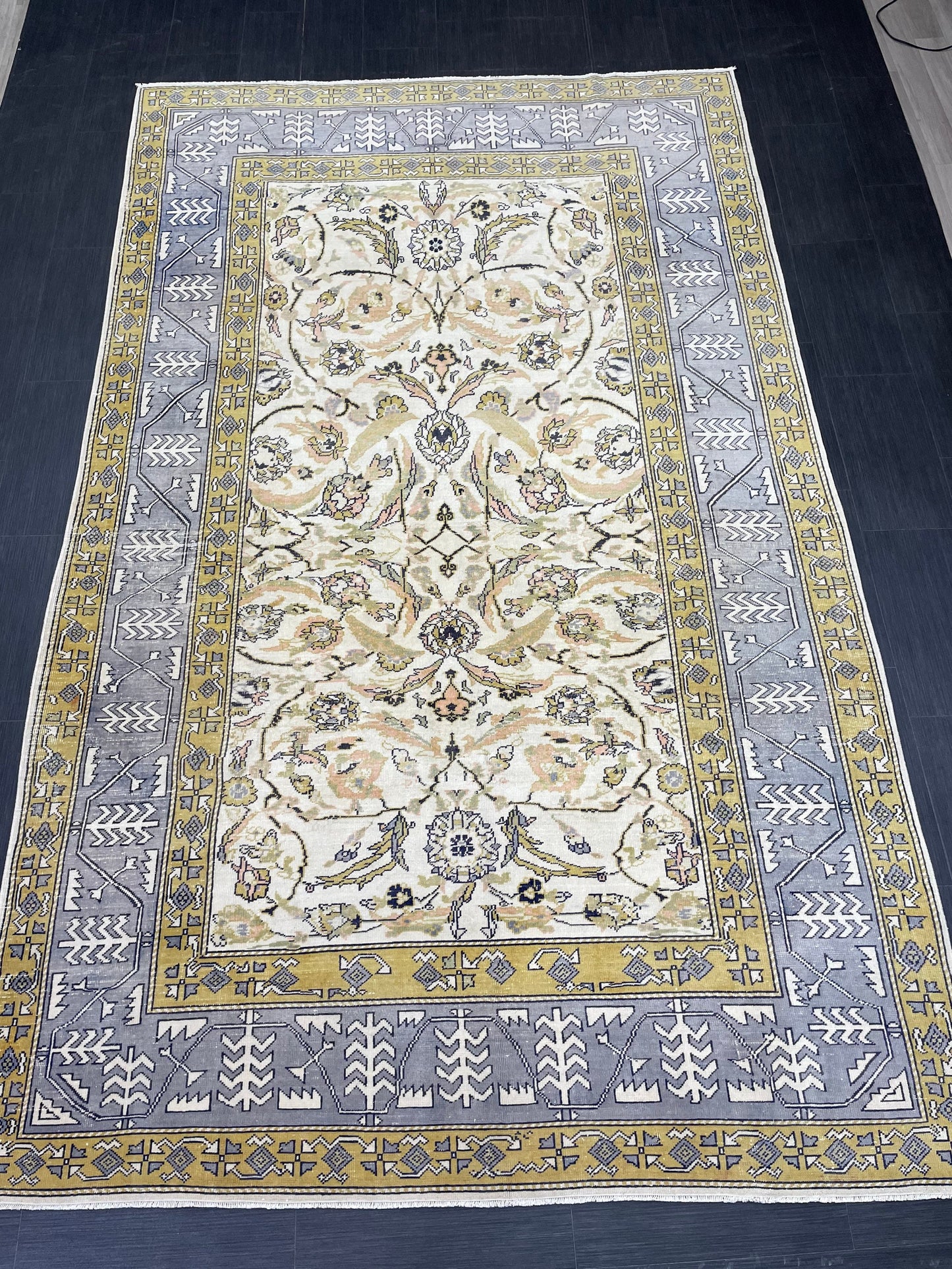 Large Fine Knotted RUG 6.3 x 10.5 Muted TURKISH Antique Rug Vintage Persian Rug Vintage Rug Wool Oushak Rug HandMade Rug Hand Knotted Rug