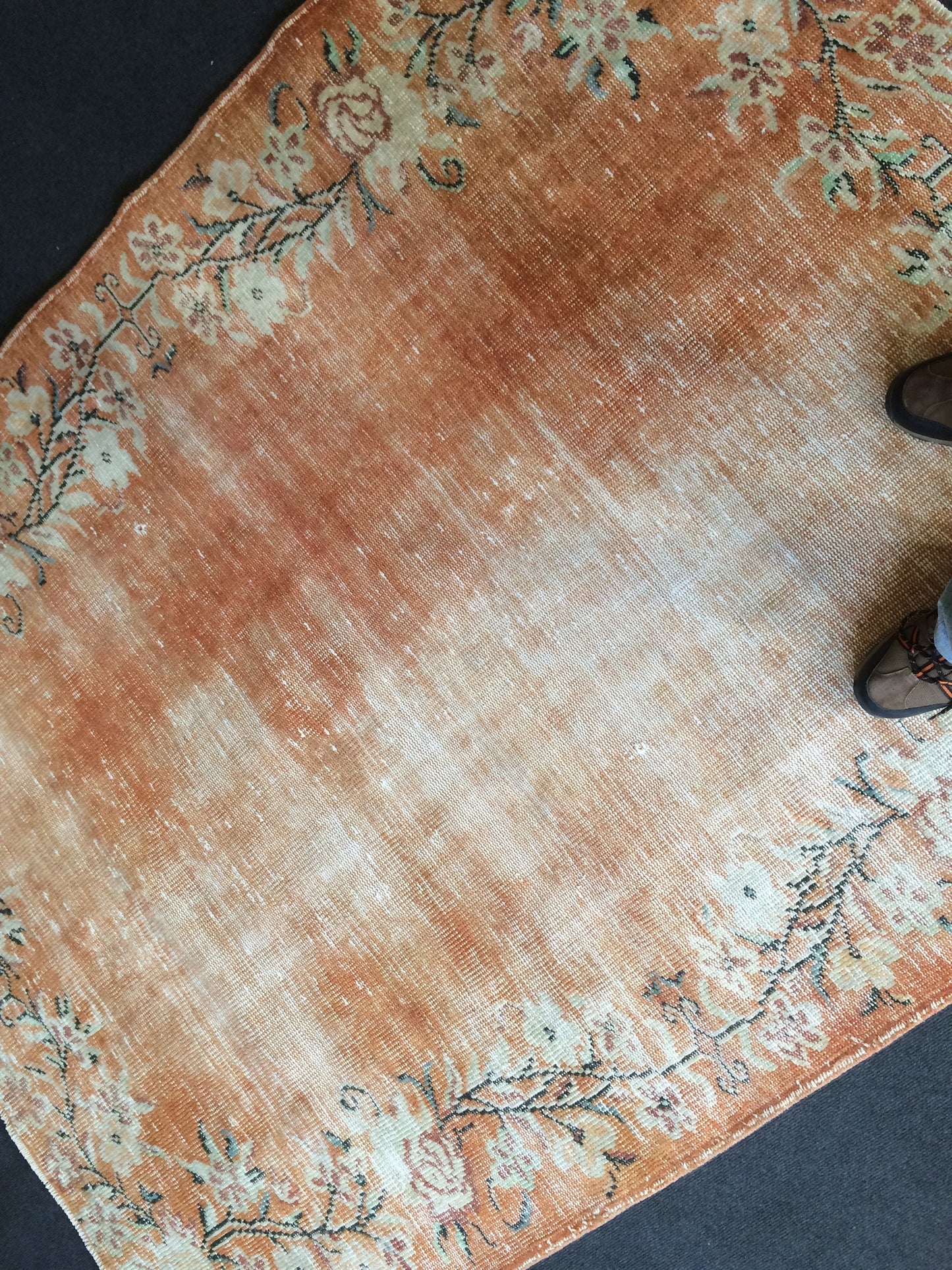 Vintage Rug Orange Oushak Rug Orange Area Rug, Oushak Wool Rug,Oushak Rug