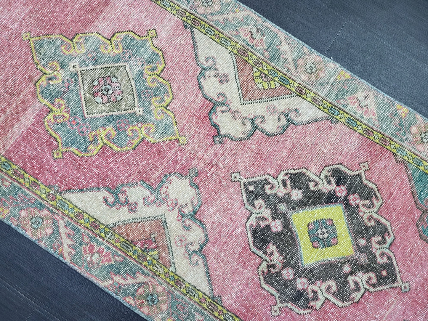 Vintage Rug, TURKISH 3 x 6.2 HANDMADE Rug, Vintage Turkish Rug, Oushak Rug, Turkish Oushak Rug, Vintage Handknotted Rug, Wool Rug