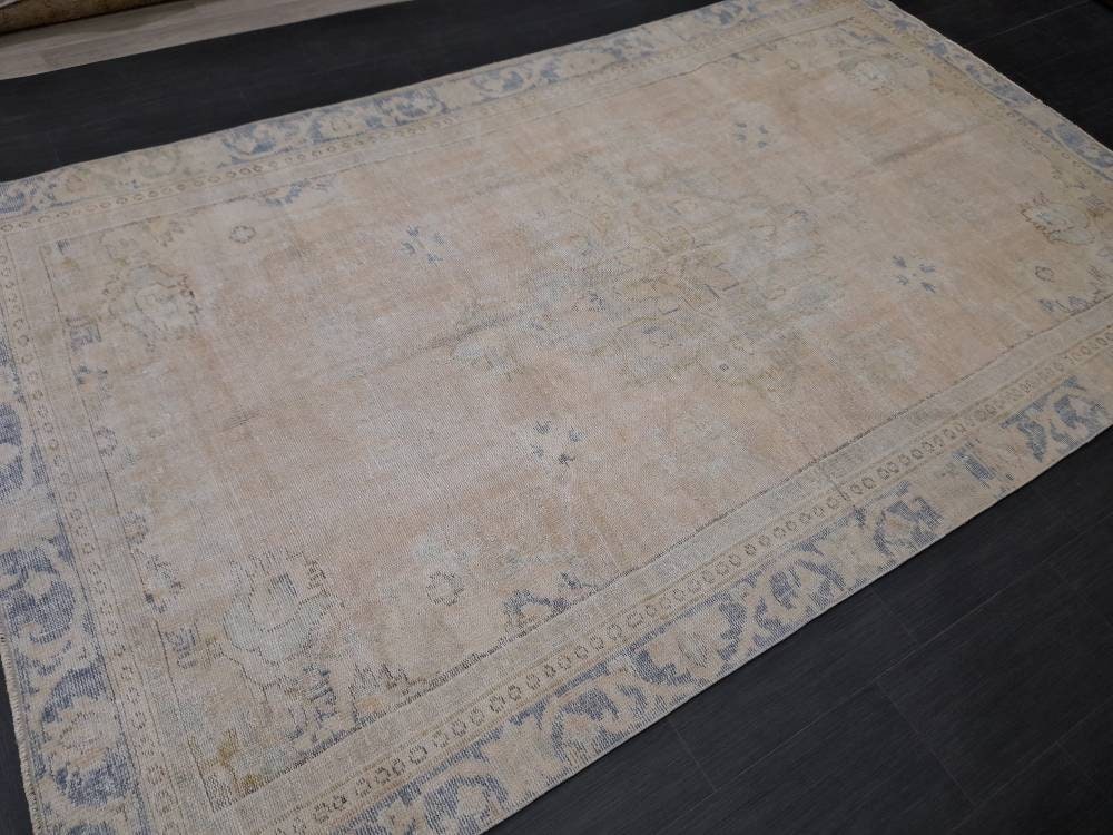 Muted Vintage Turkish Rug 6x10 Muted Vintage Persian Rug Muted Vintage Rug Distressed Muted Oushak Rug Hand Made Rugs Vintage Turkish Rug