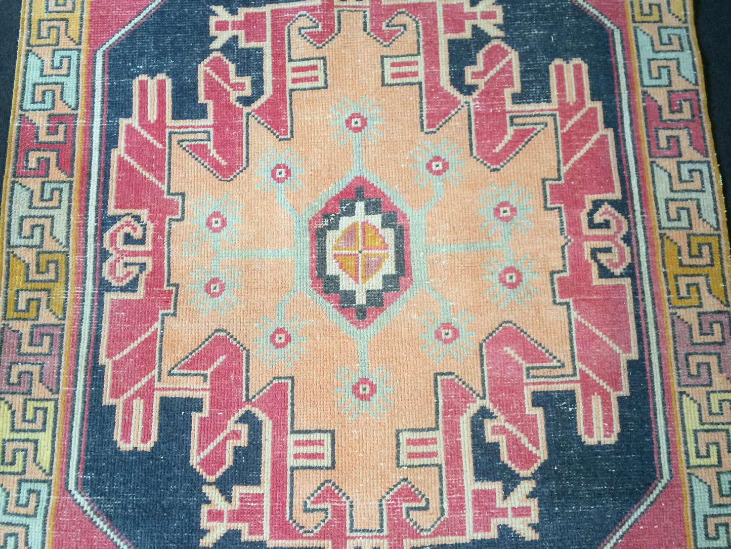 Turkish Rug, 3x8 Vintage Rug,Handmade Oushak Rug, Farmhouse Rug Wool Rug Wool Pile Rug Rustic Rug Bohemian Rug Vintage Turkish Rugs Oriental