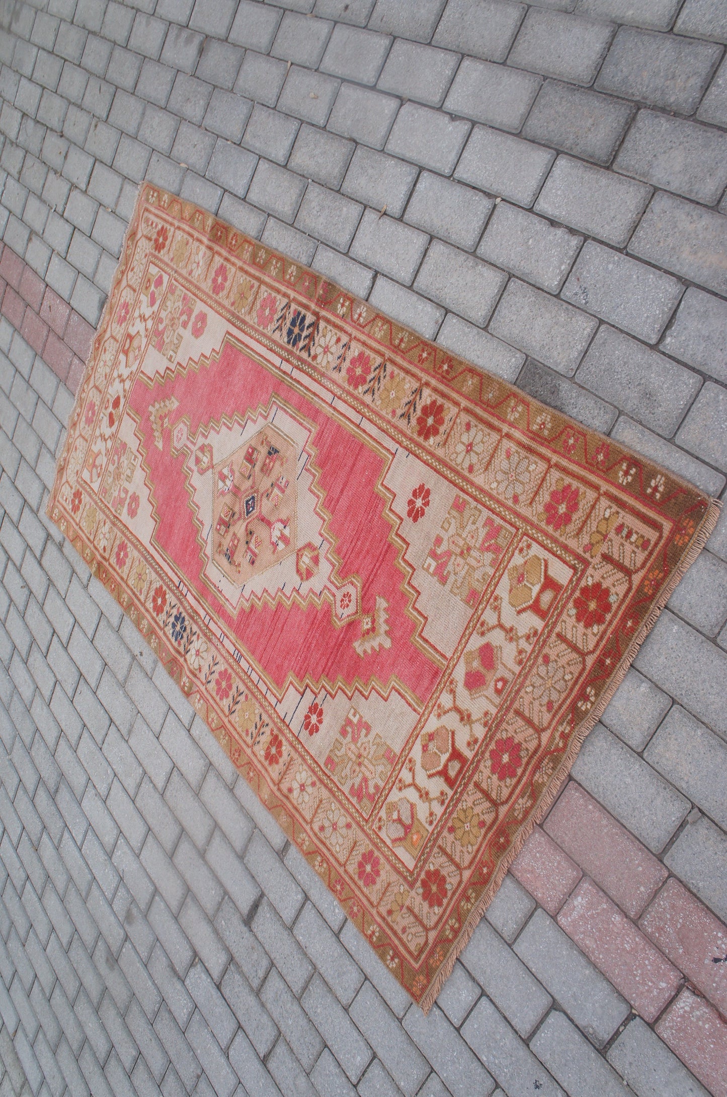 Vintage Turkish Rug, Turkish Rug, Oushak Rug, Bohemian rug, Hand Made Rug, Earth tones Rug, Wool rug, Kitchen Rug, Vintage Rug