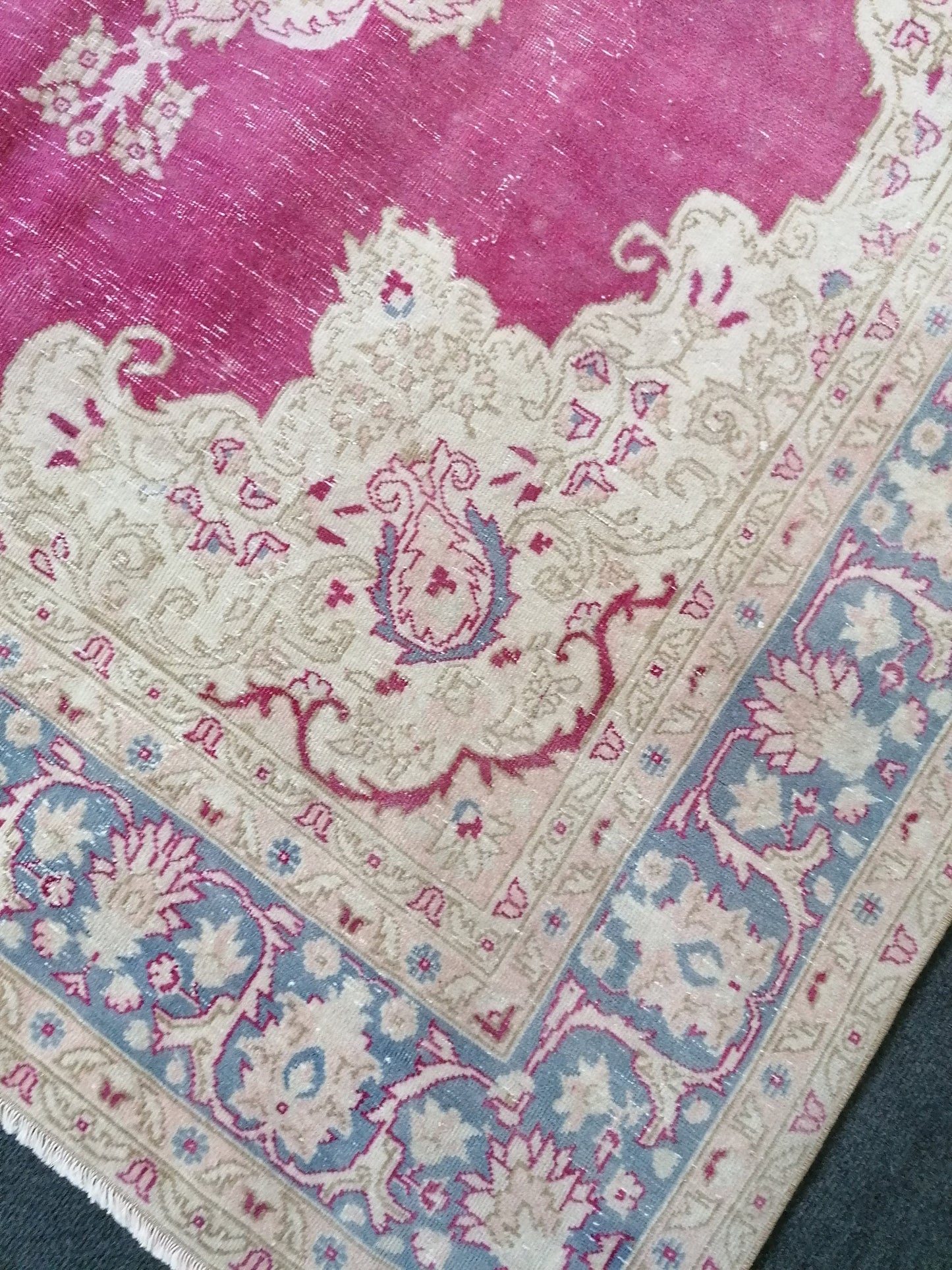 5.3 x 8.5 Bohemian pink rug, anatolian rug, wool vintage rug, turkish rug, hand knotted rug