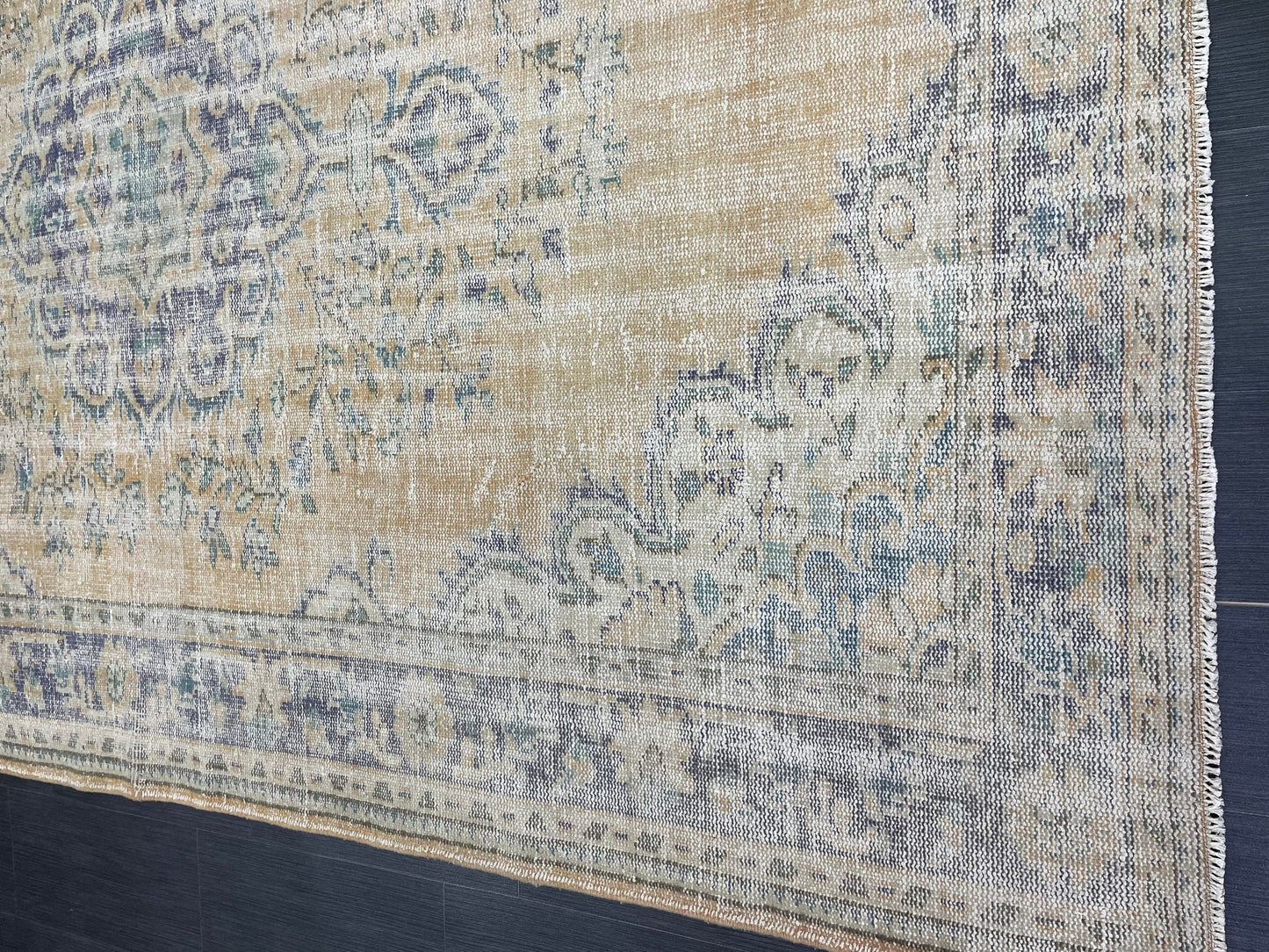 Large OUSHAK RUG TURKISH 6.3 x 10 Rug Vintage Rug Wool Distressed Rug Handmade Rugs Turkish Rug Muted Oriental rug Hand Knotted Rug