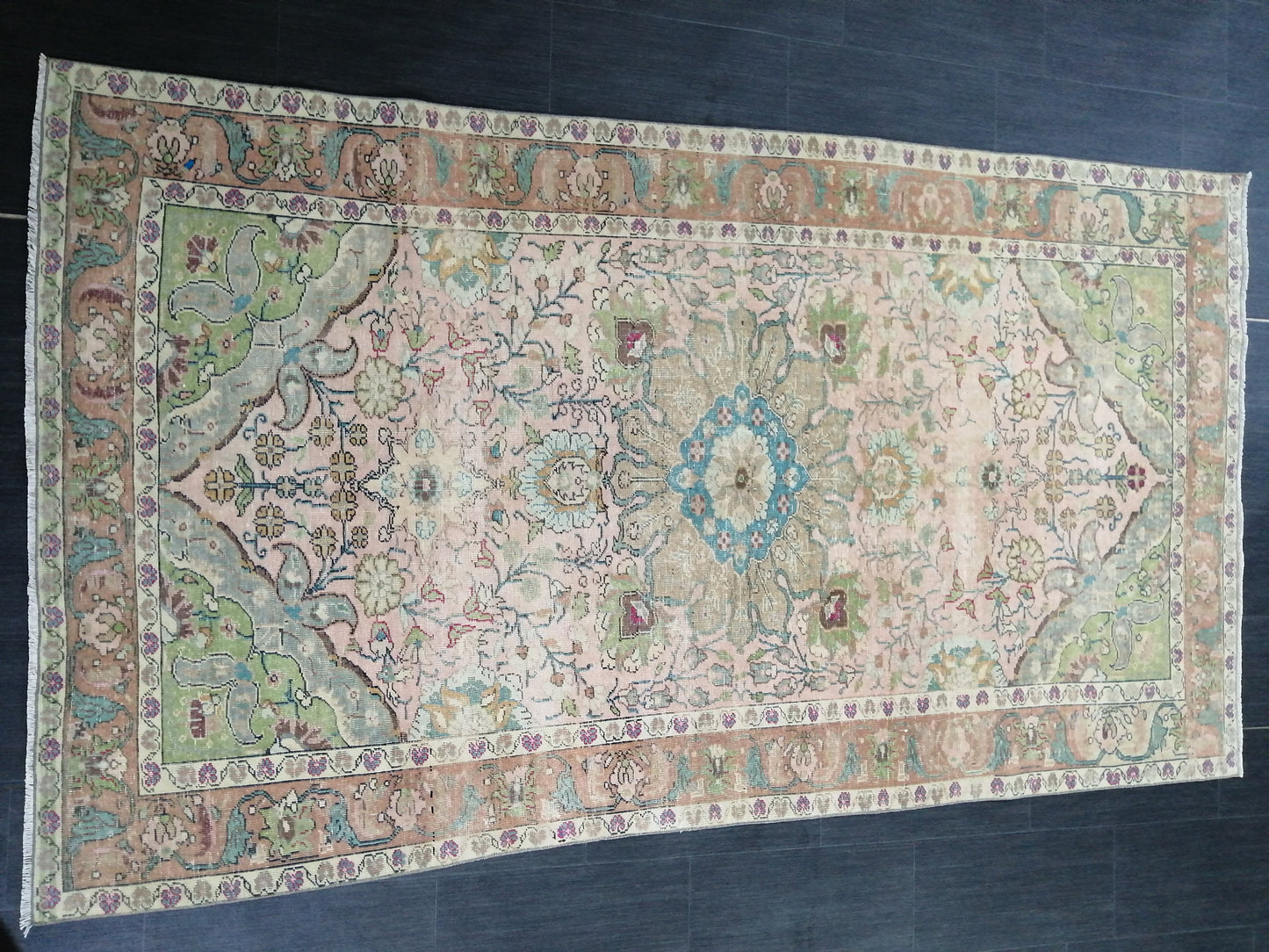 Muted Persian Rugs, 8.2 x 4.6 Wool Rug, Oushak Rug, Rustic Rug, Bohemian Rug, Farmhouse Rug, Vintage Persian Rug