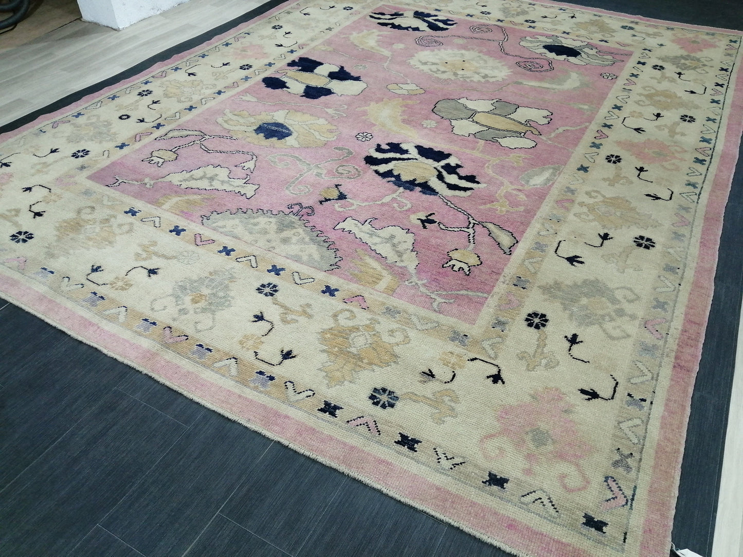 9x11.8 OUSHAK RUG, TURKISH Oushak Rug, Vintage Oushak Rug, Rug, Wool Vintage Rug Hand Made Rugs, Made In Turkey Oushak Rug, 9x12 high Pile